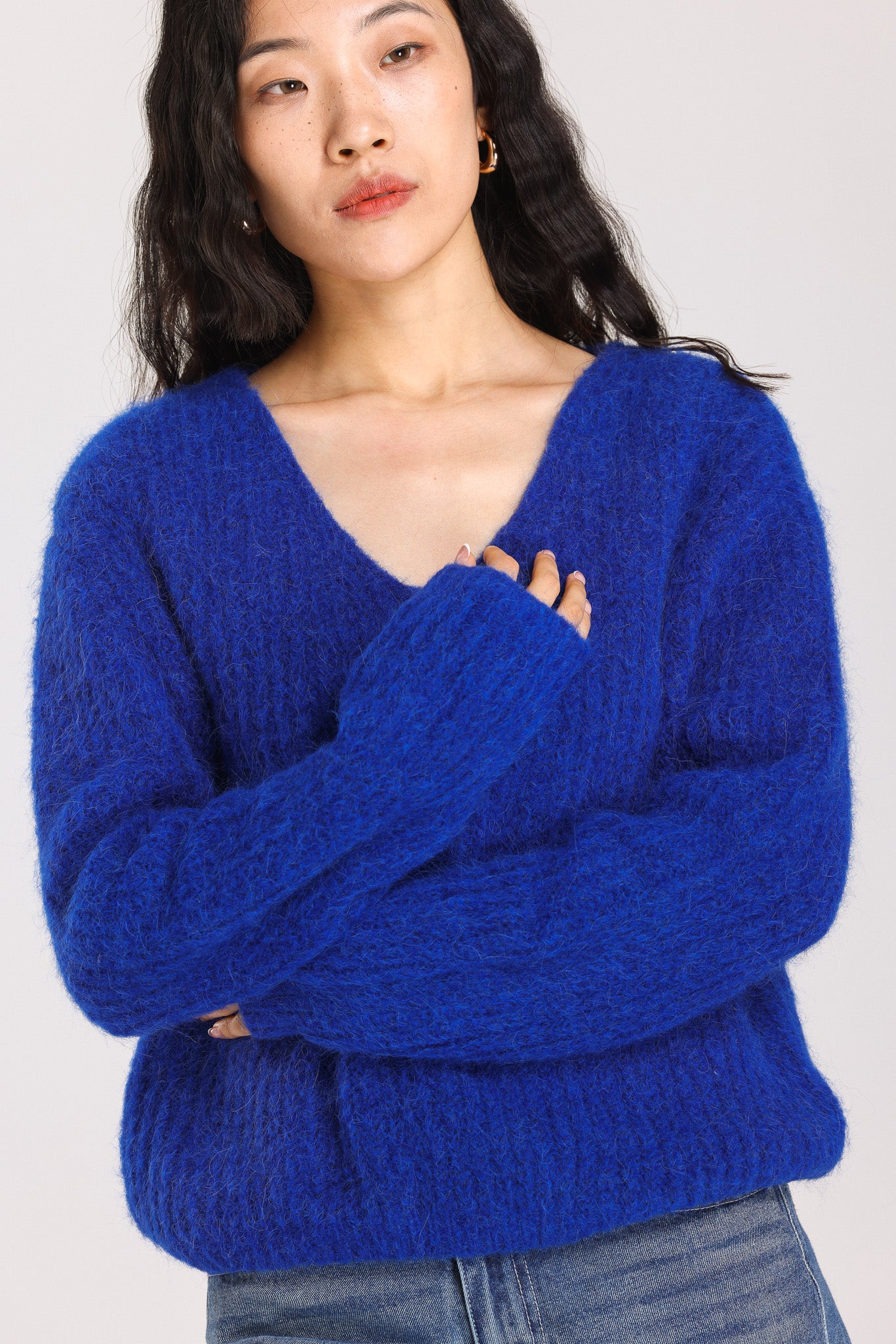 Immy V-neck Basic Alpaca wool Knit Jumper - Royal Blue