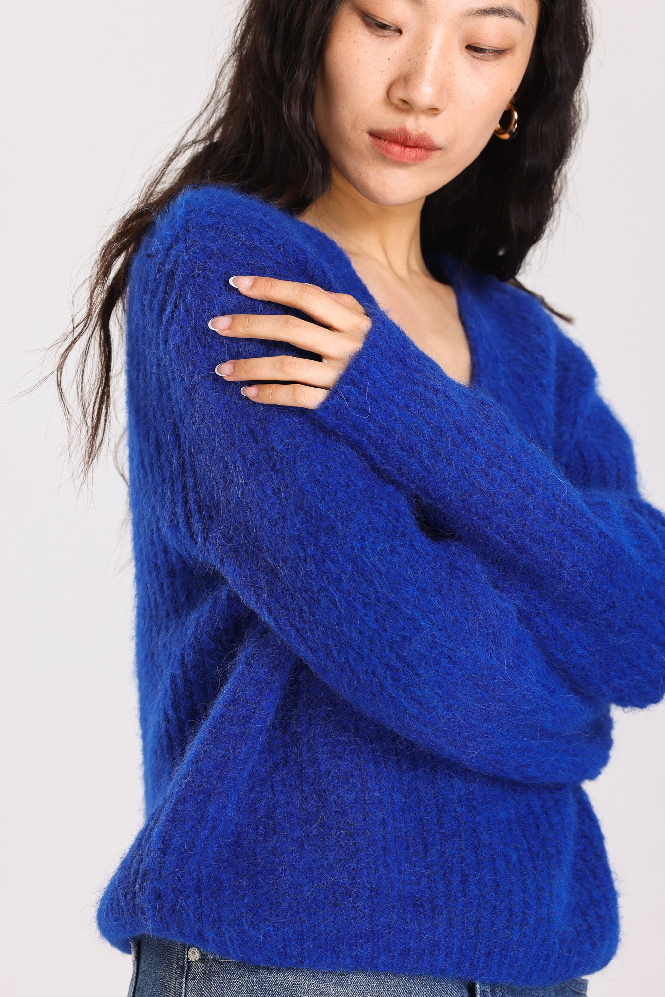 Immy V-neck Basic Alpaca wool Knit Jumper - Royal Blue