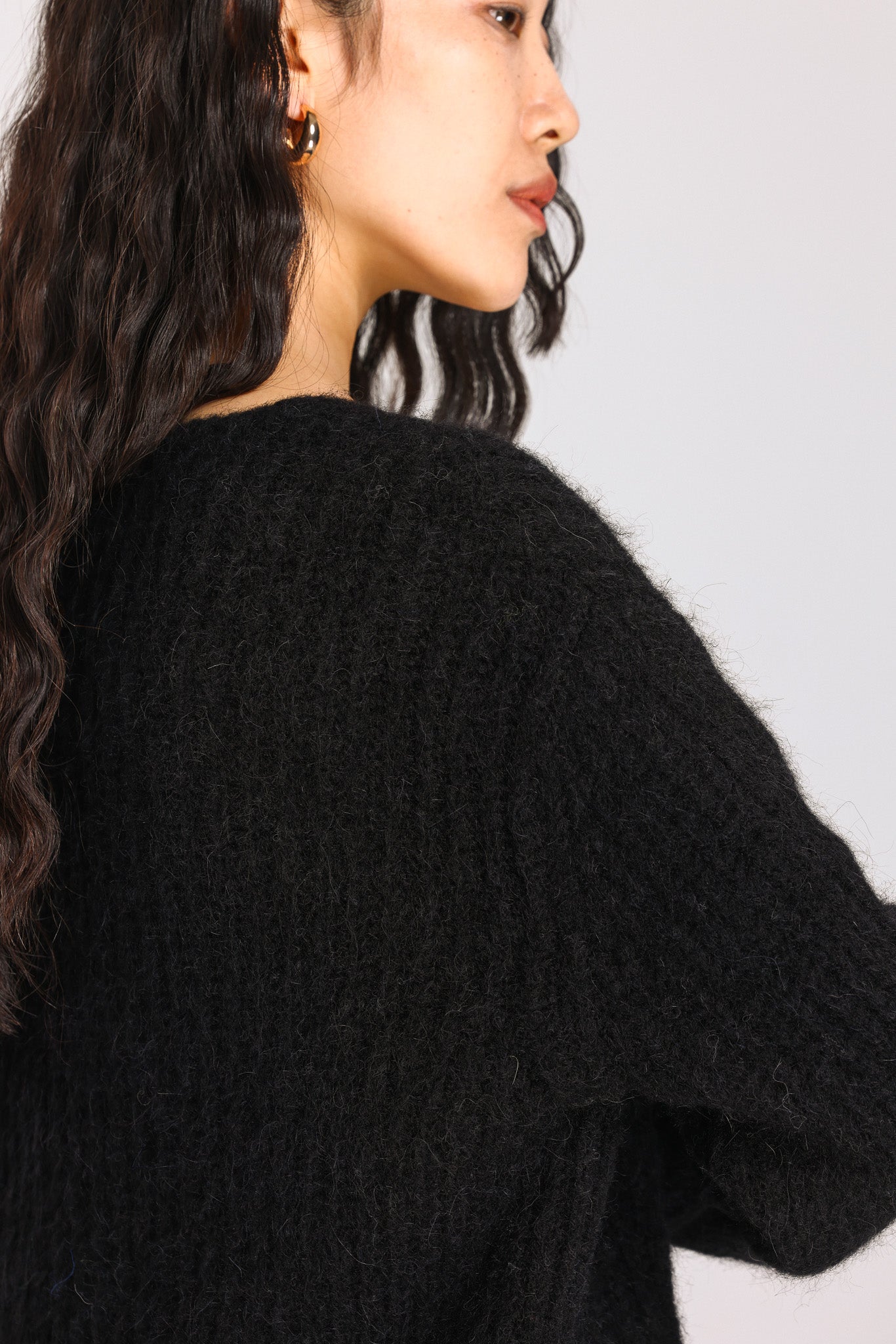 Immy V-neck Basic Alpaca wool Knit Jumper - Black