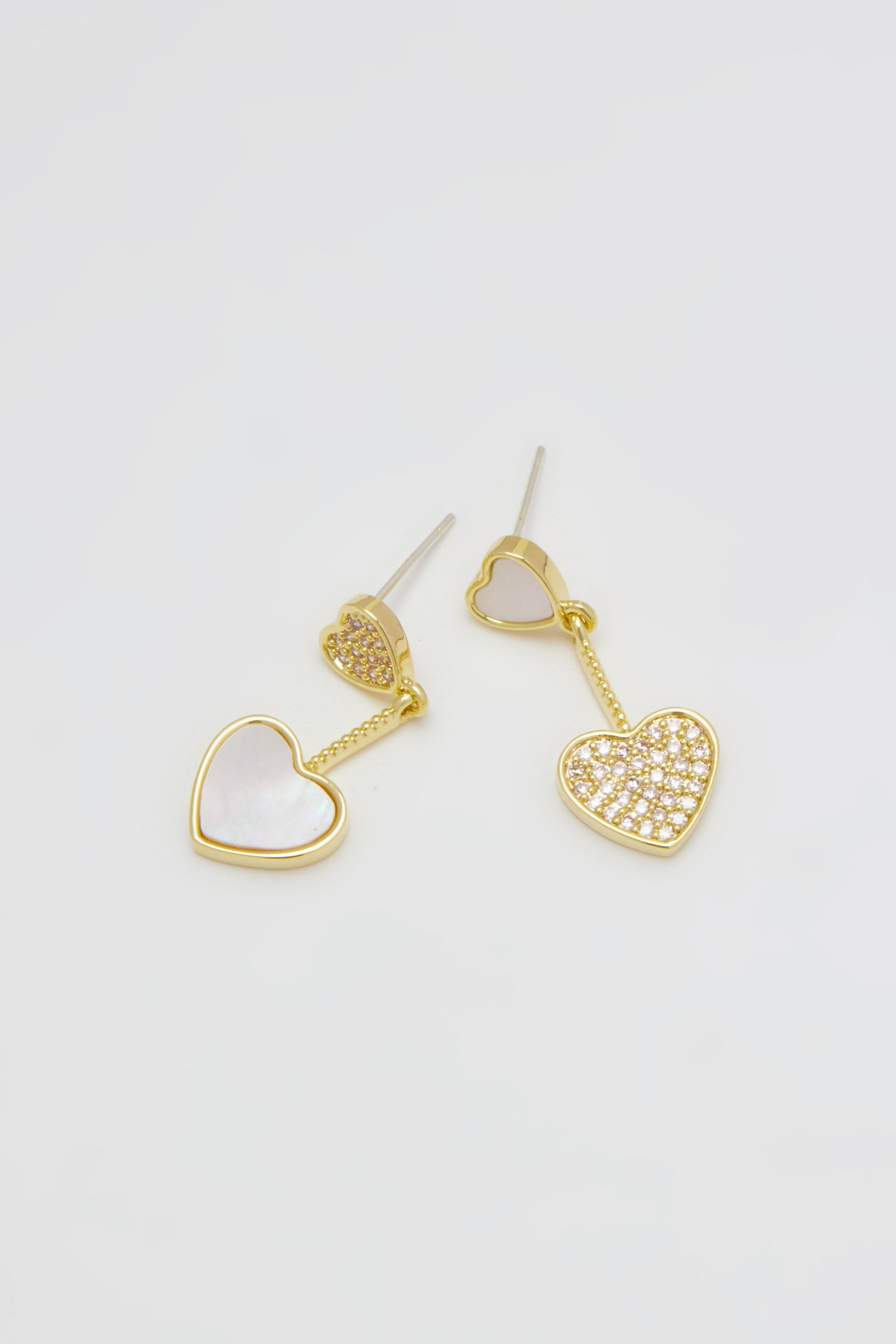 Mother of Pearl 2 Heart Earrings