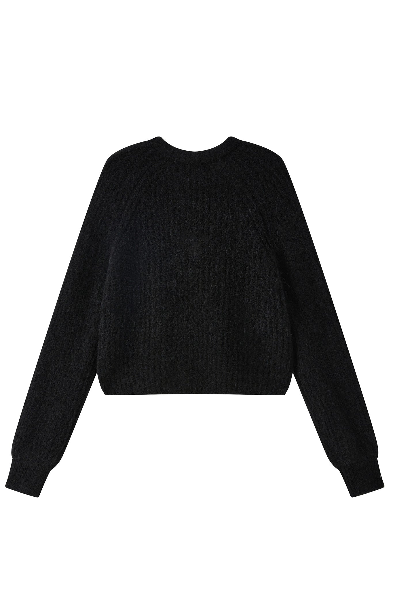 Janet Ribbed Alpaca wool Knit Cardigan - Black