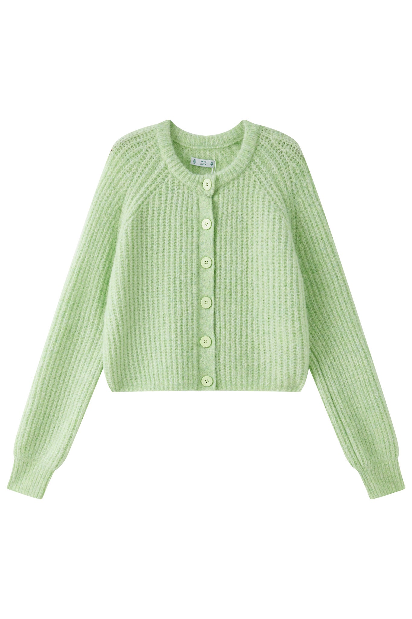 Janet Ribbed Alpaca wool Knit Cardigan - Lime