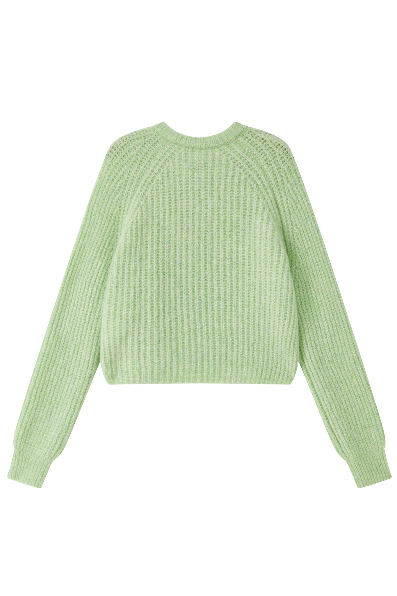 Janet Ribbed Alpaca wool Knit Cardigan - Lime