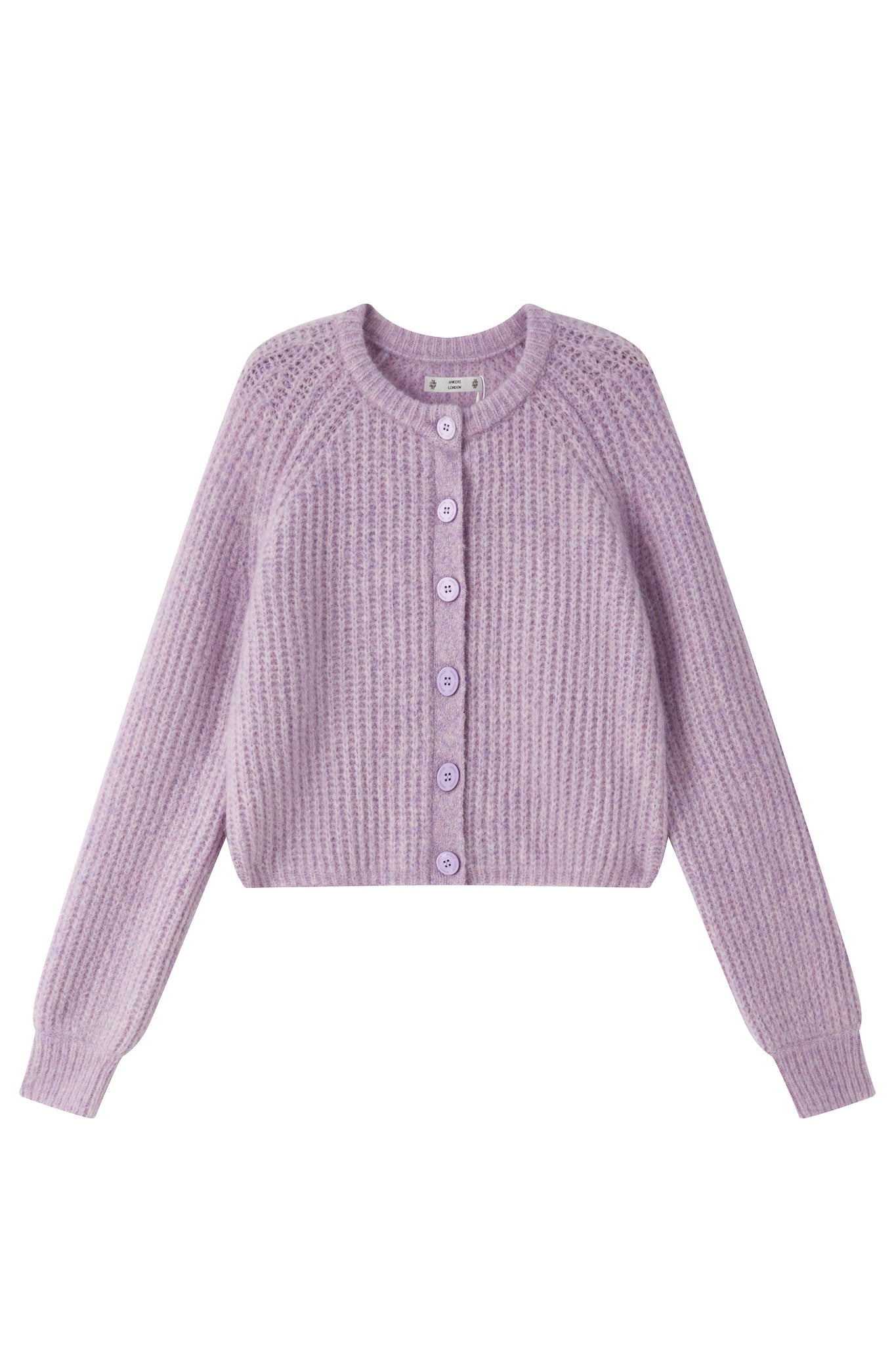 Janet Ribbed Alpaca wool Knit Cardigan - Purple