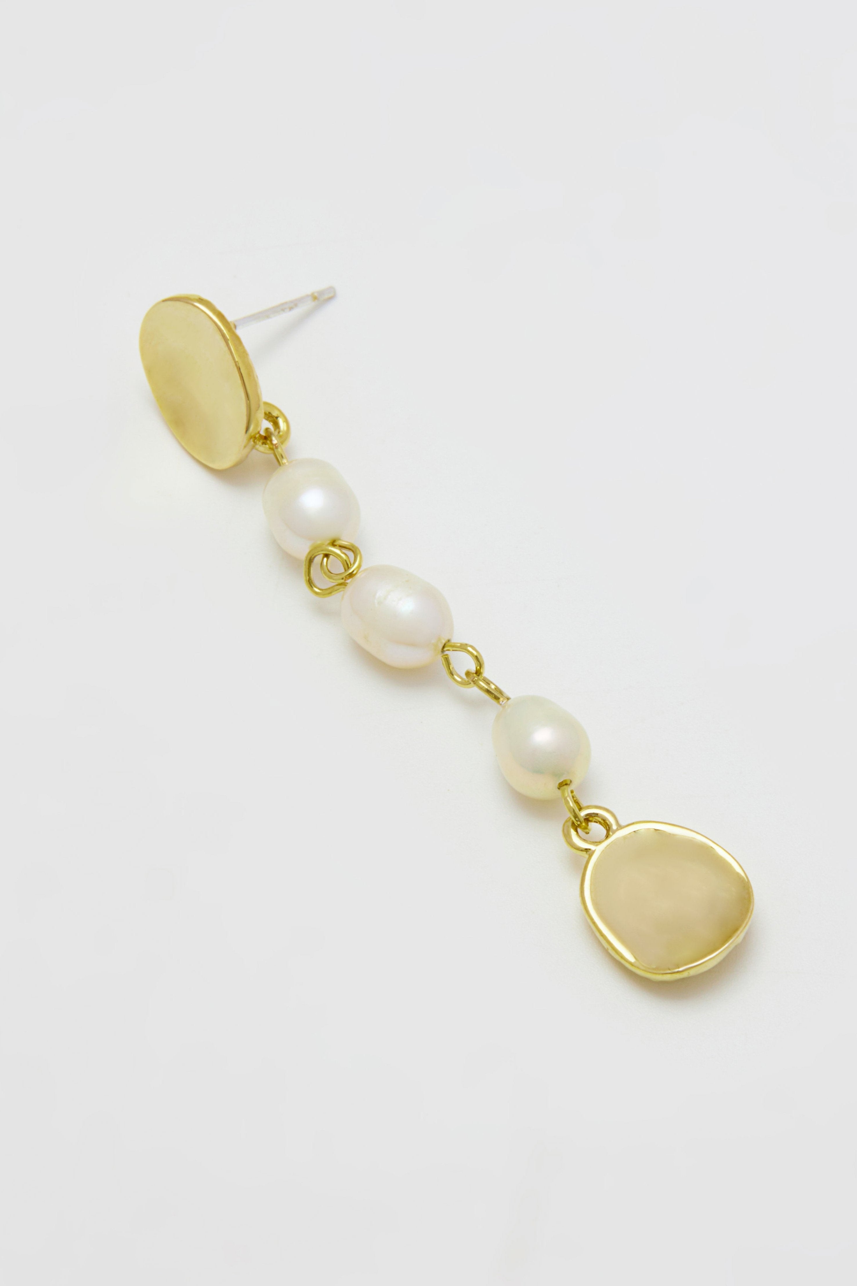Aithne Asymmetric Long Pearl Drop Earrings