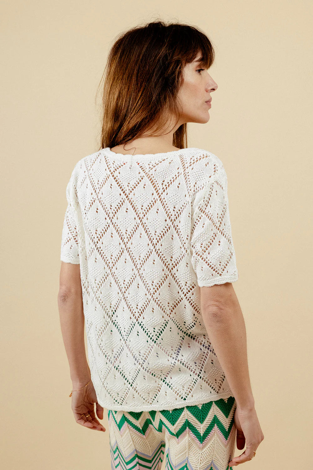 Jane Knit Top Short Sleeve - White