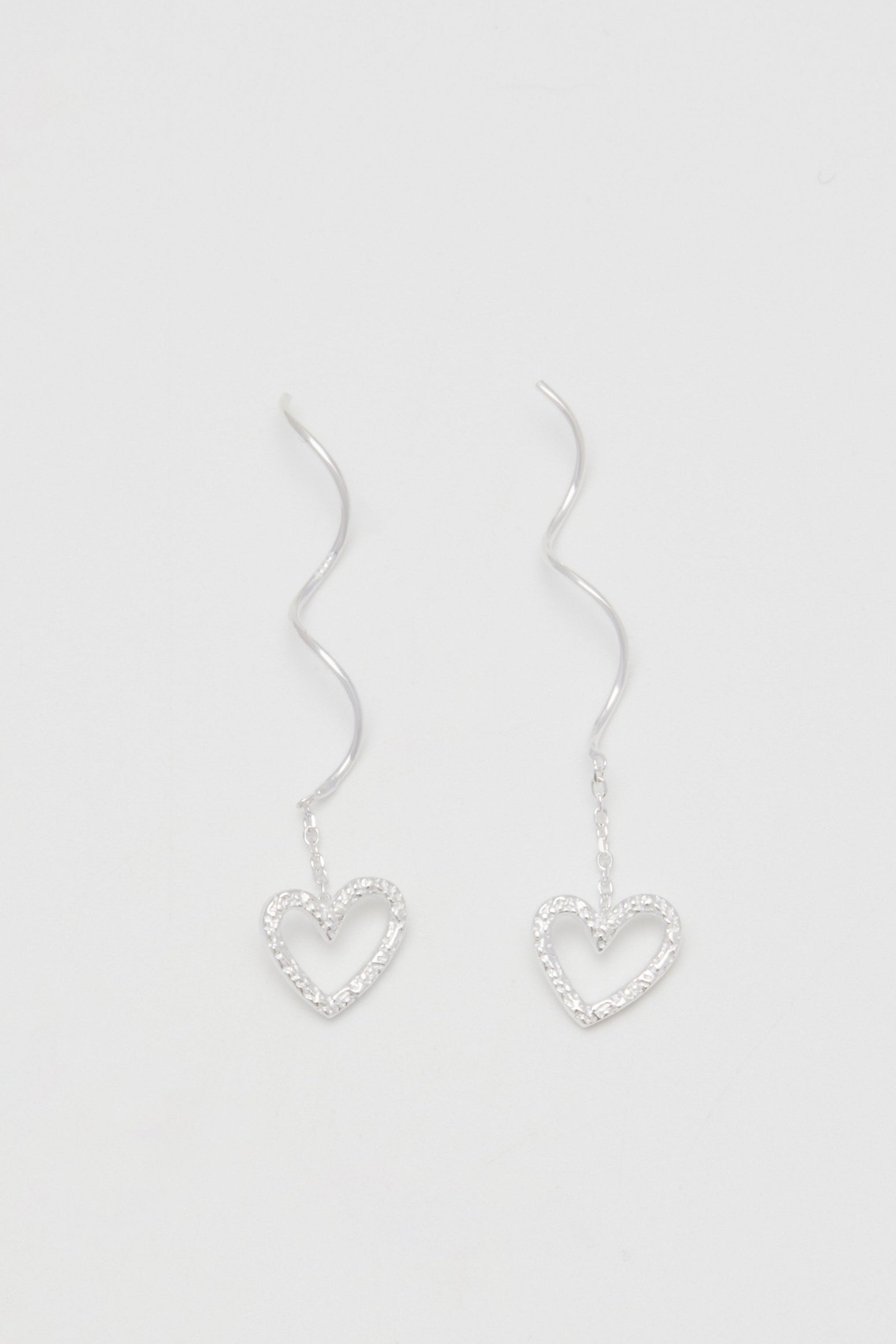 Sterling-Dangle Sparkle Heart earrings