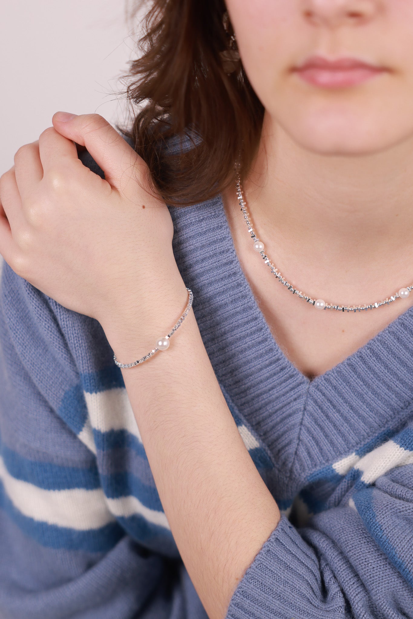 Serena Silver Pearl Bracelet