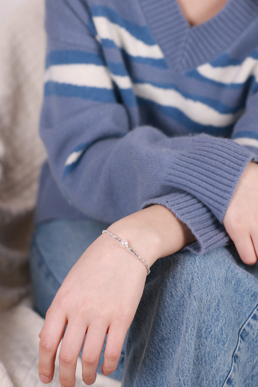 Serena Silver Pearl Bracelet