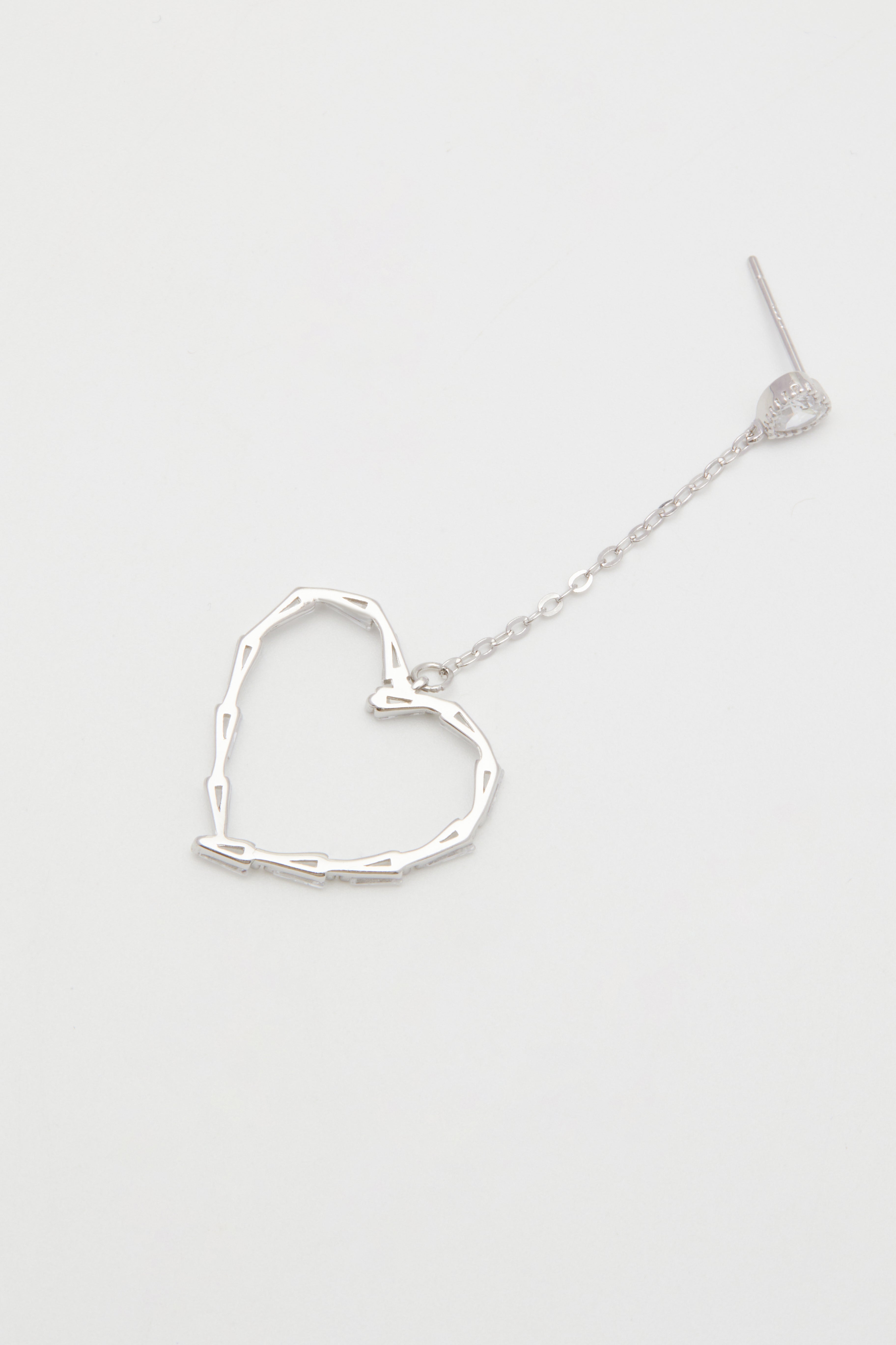 Sterling-Dangly Diamond Heart earrings