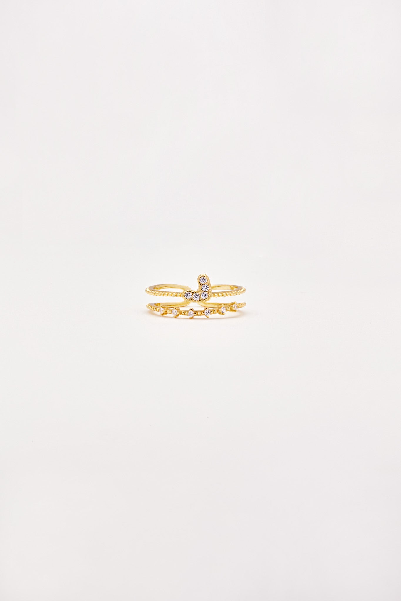 Sterling-Heart 2 Layers Ring