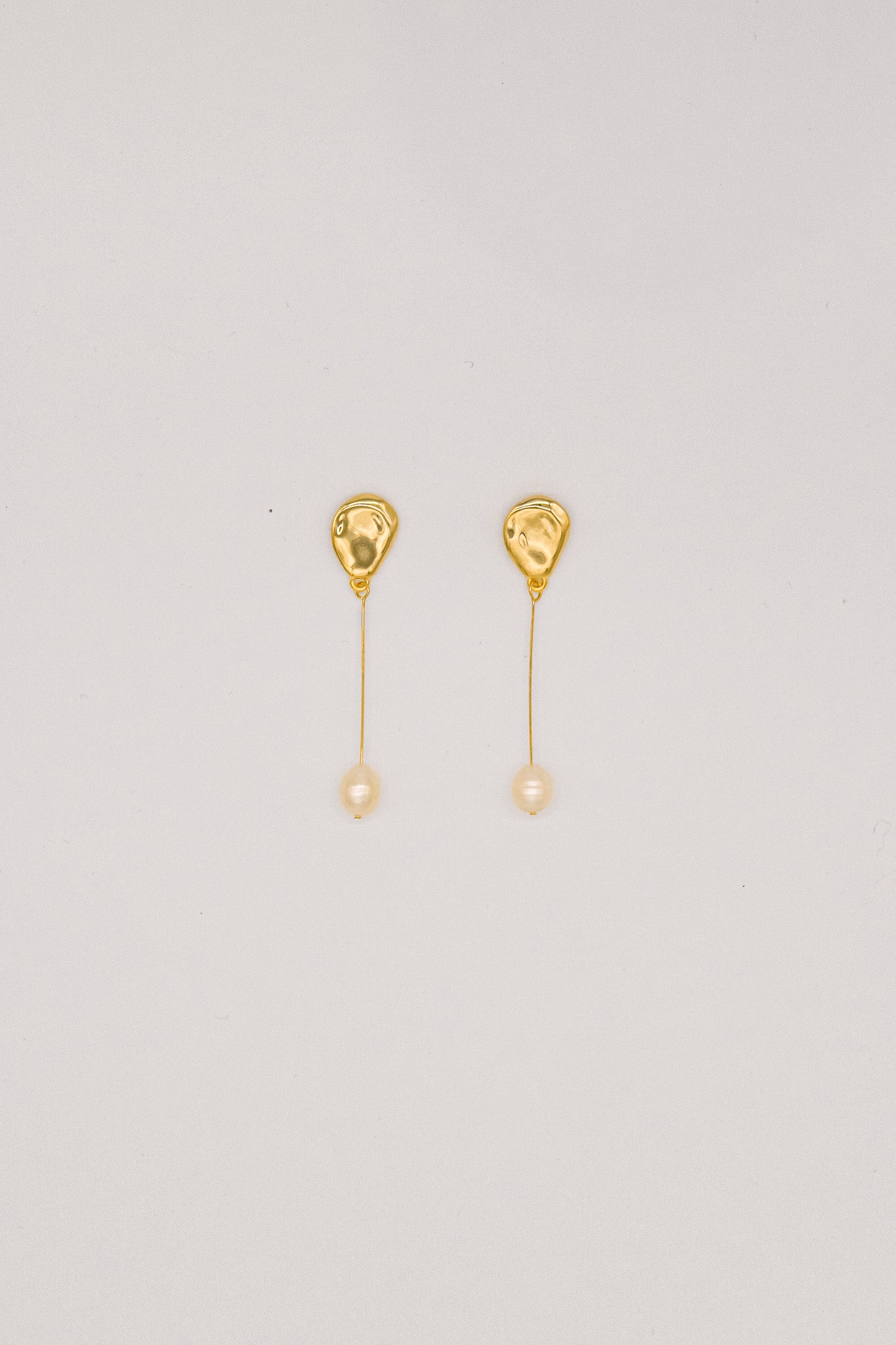 Long drop Pear Gold Earrings