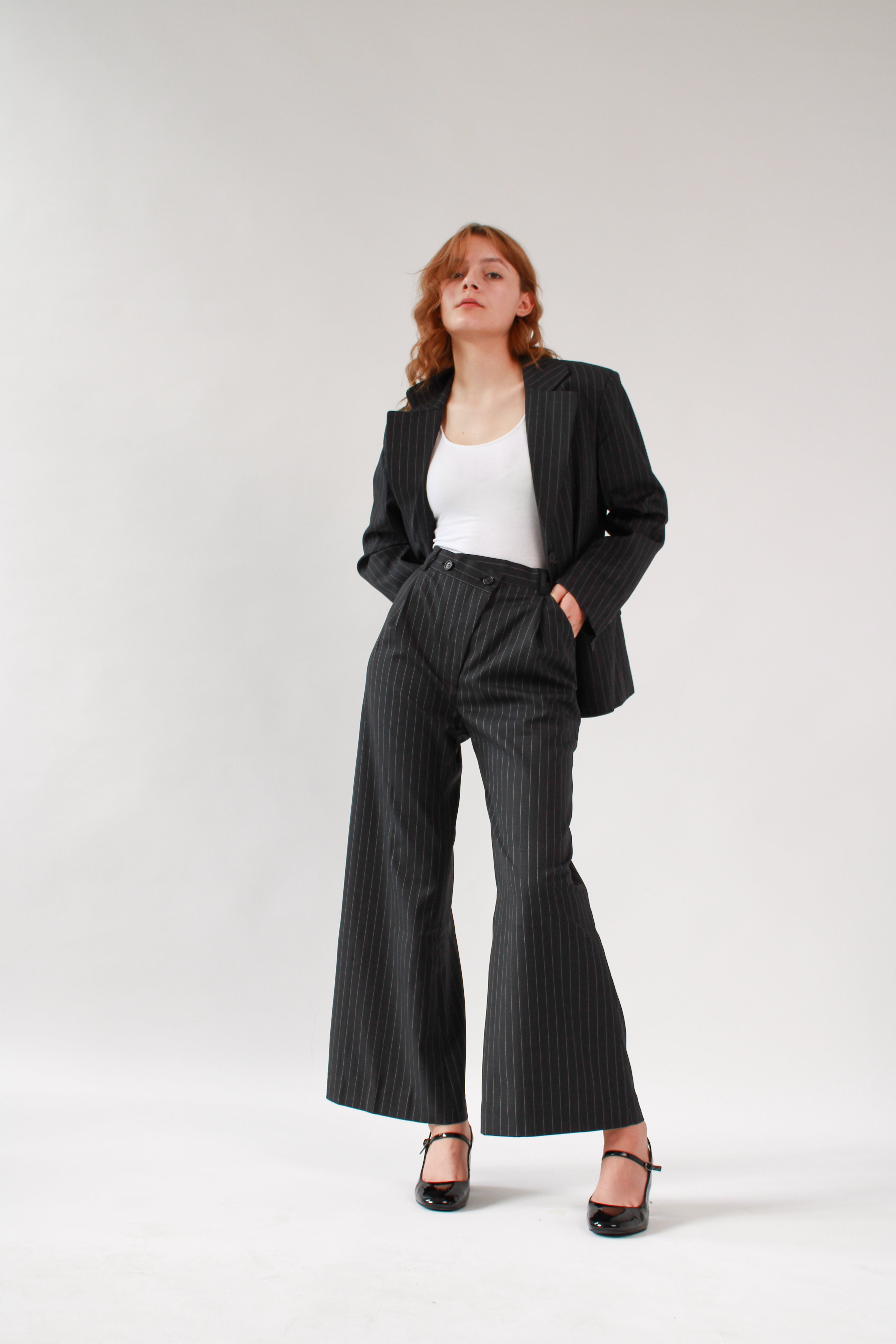 Ahkeke Full Length Flare Stripe Trousers