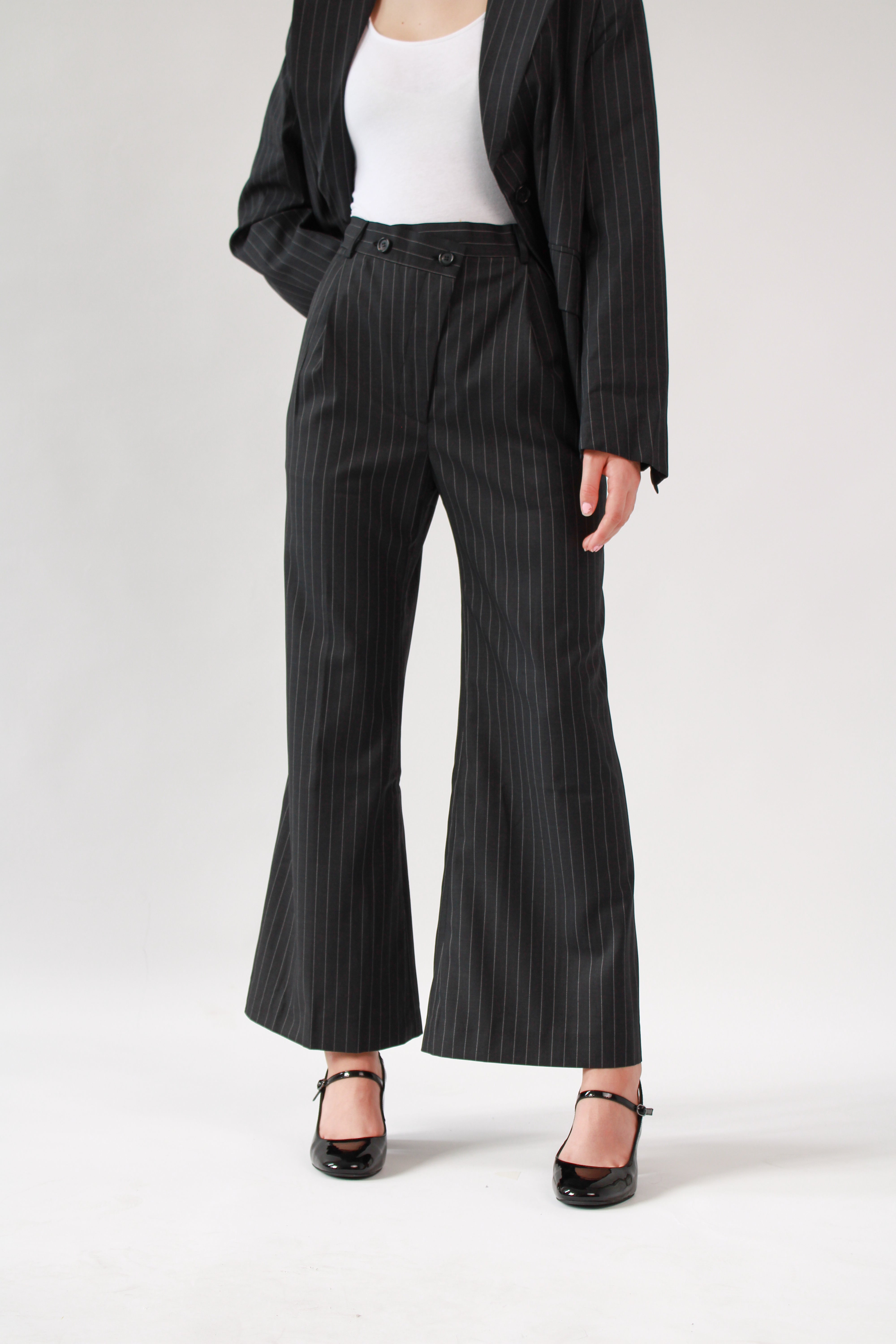 Ahkeke Full Length Flare Stripe Trousers