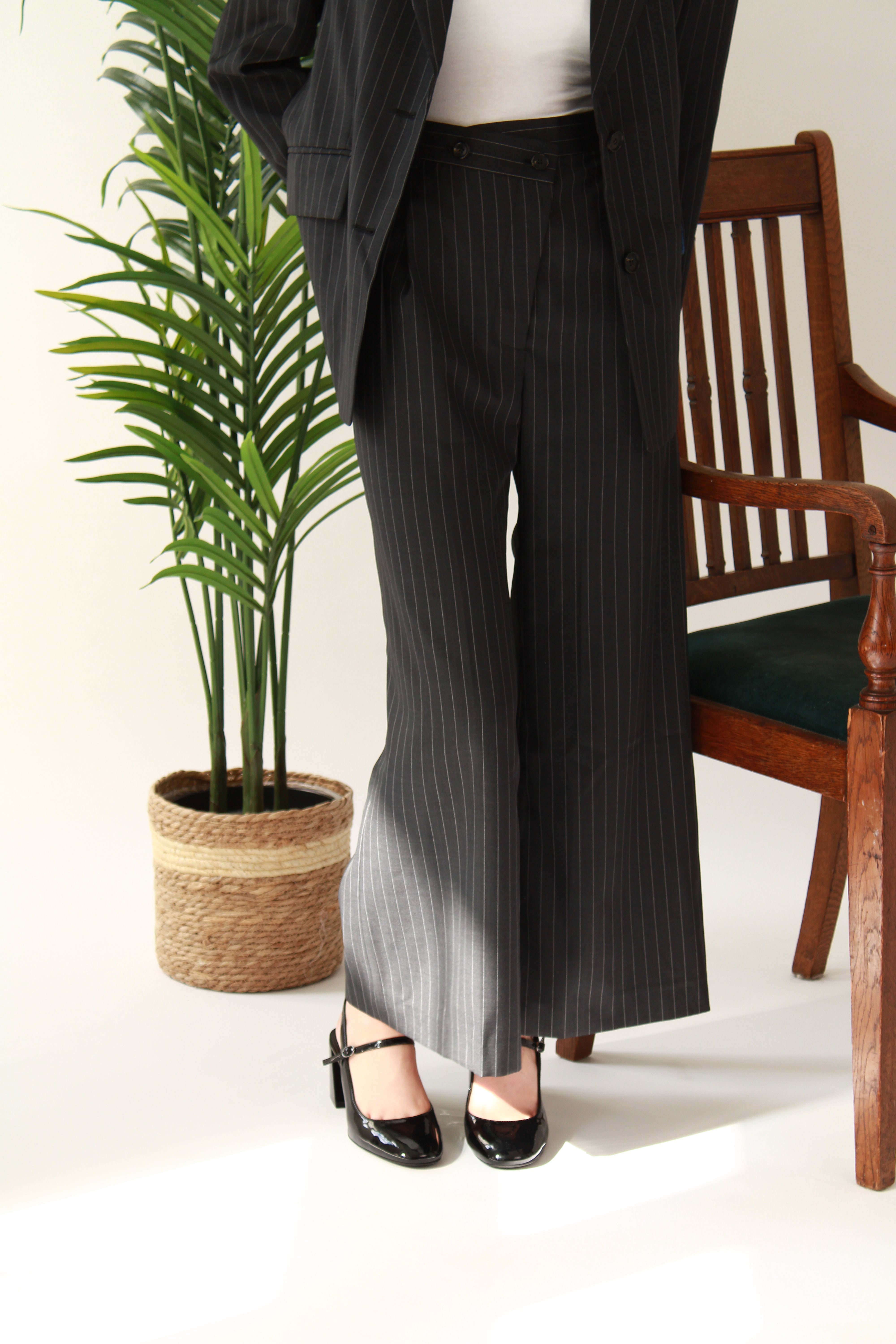 Ahkeke Full Length Flare Stripe Trousers