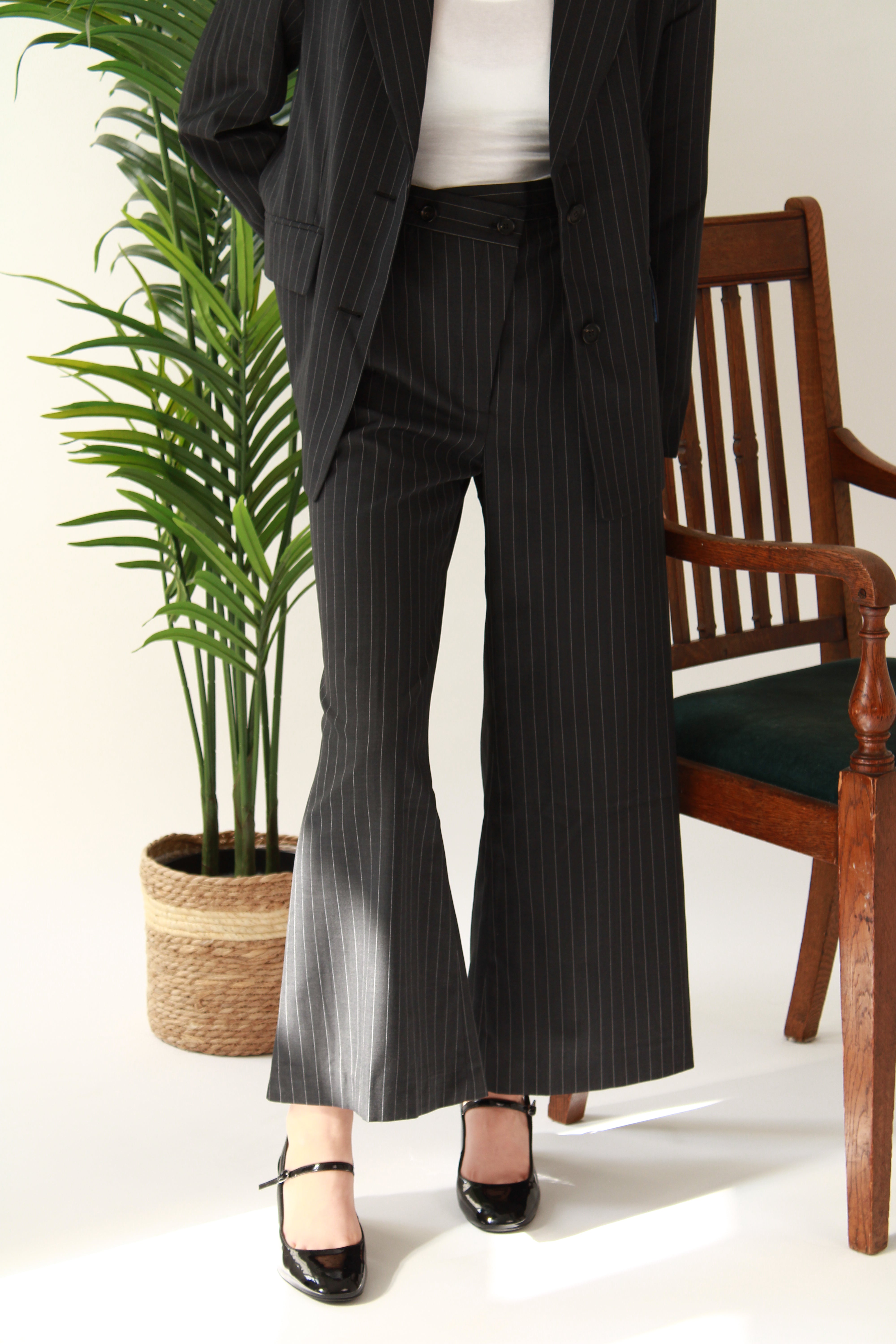 Ahkeke Full Length Flare Stripe Trousers