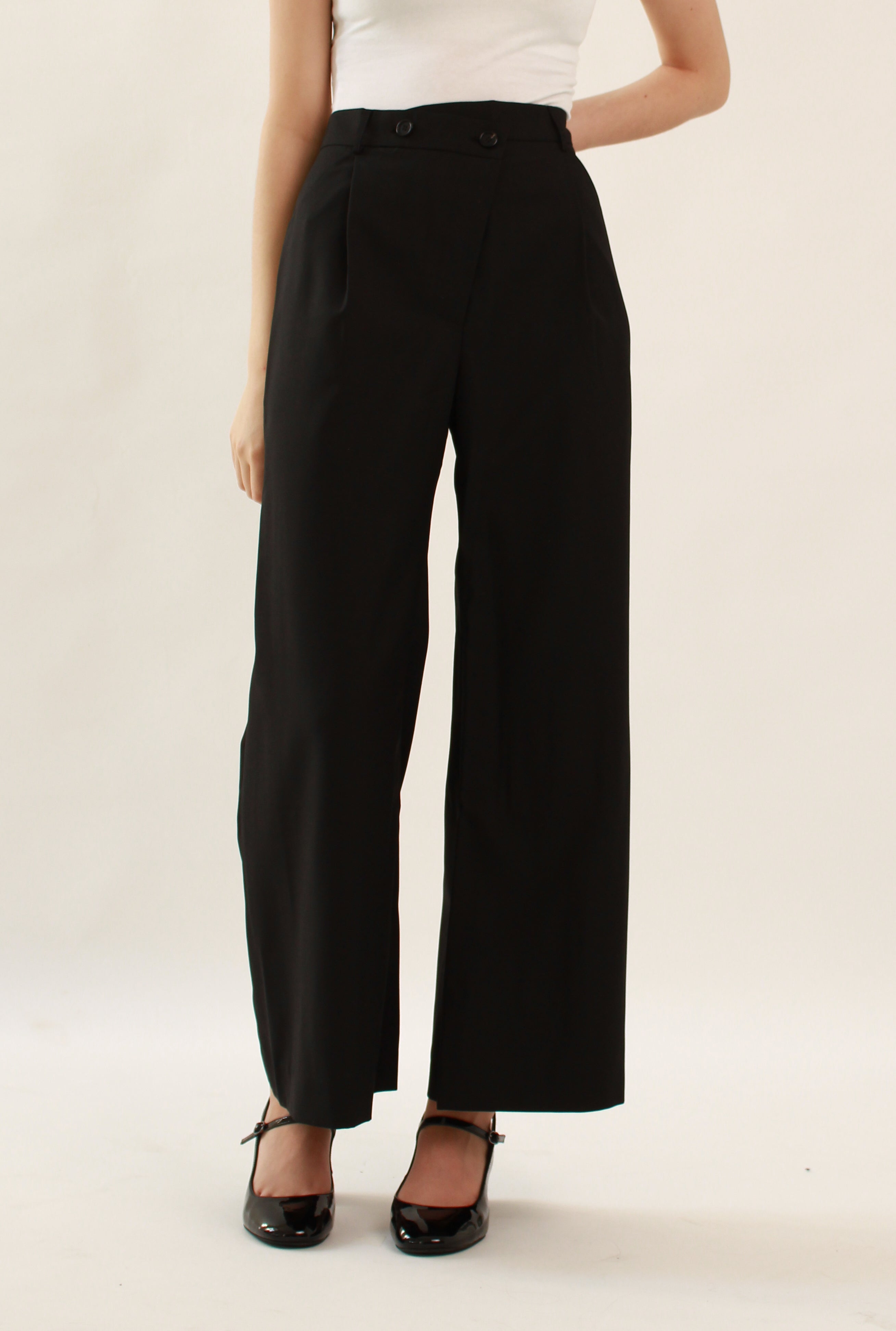 Ahkeke Full Length Flare Black Trousers