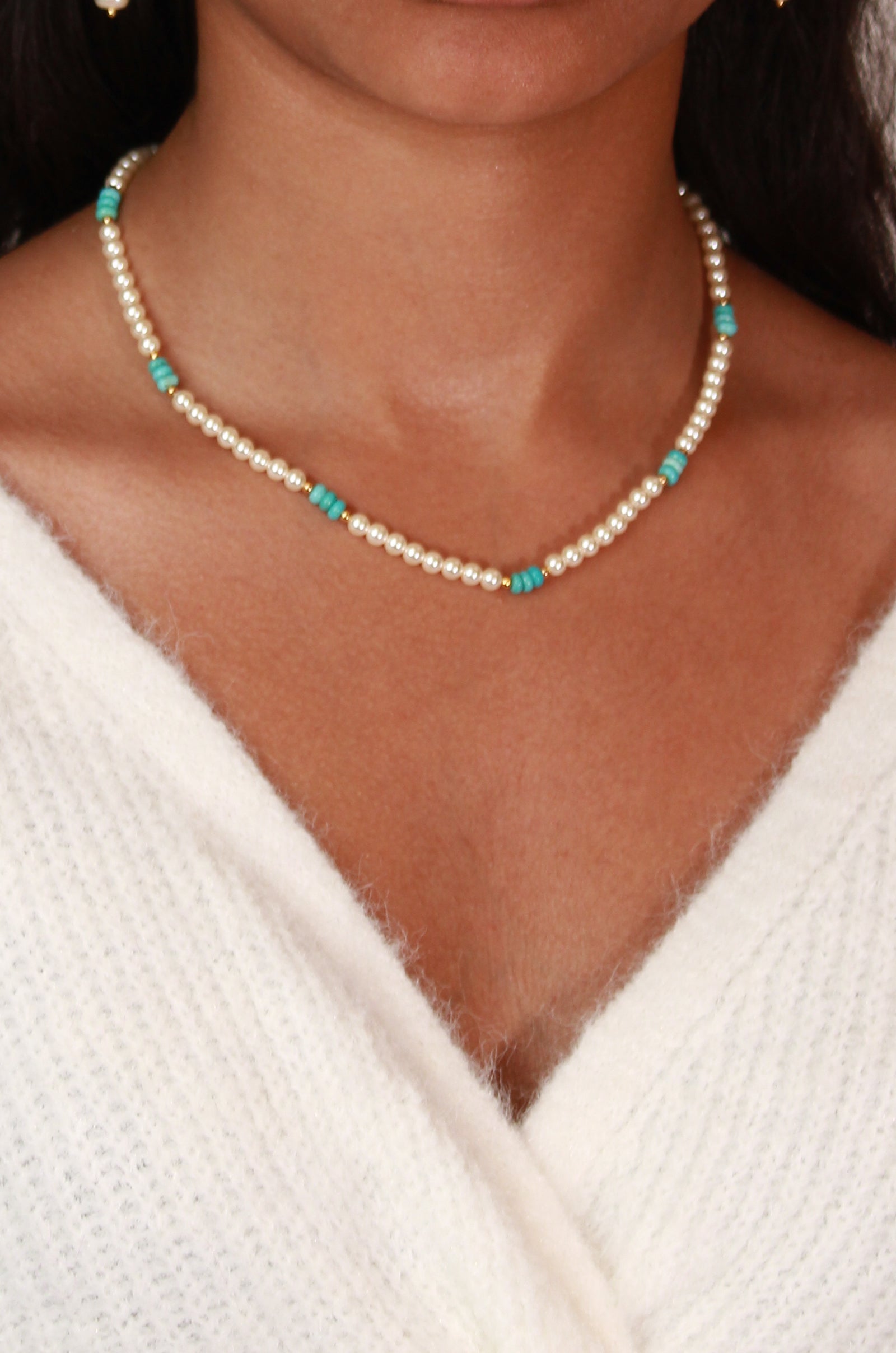 Turquoise and Pearl Necklace