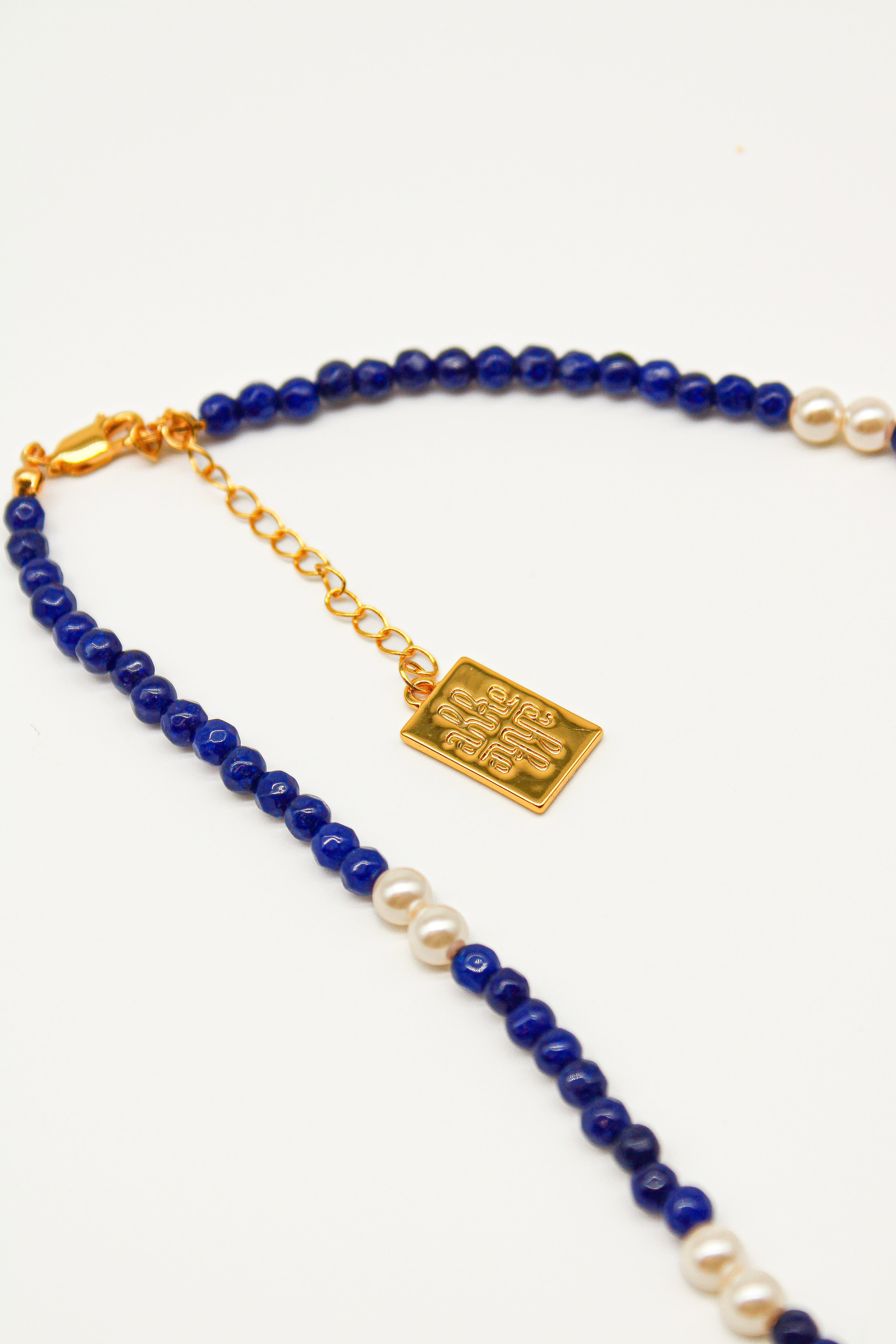 Turquoise and Pearl Necklace - Navy