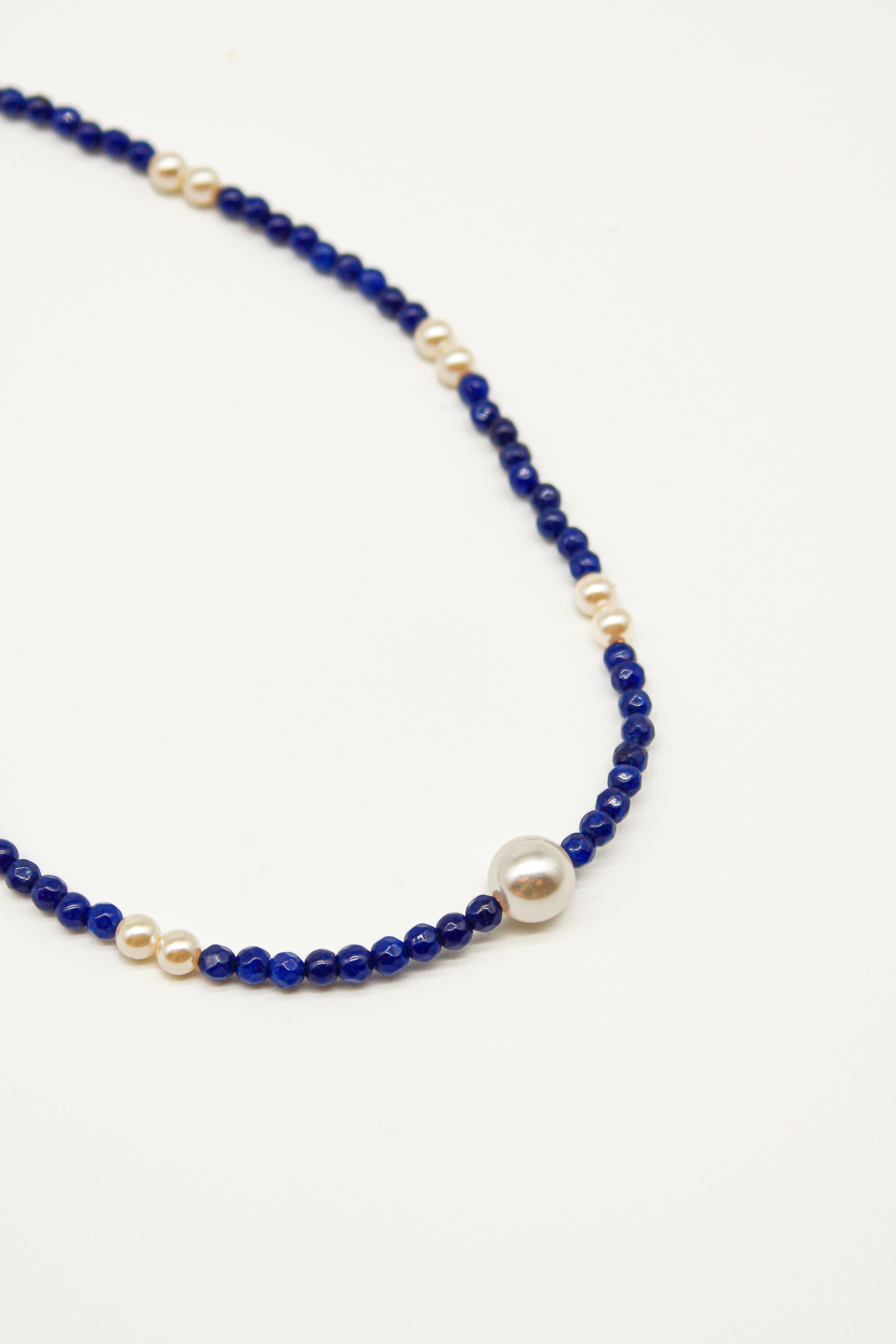 Turquoise and Pearl Necklace - Navy