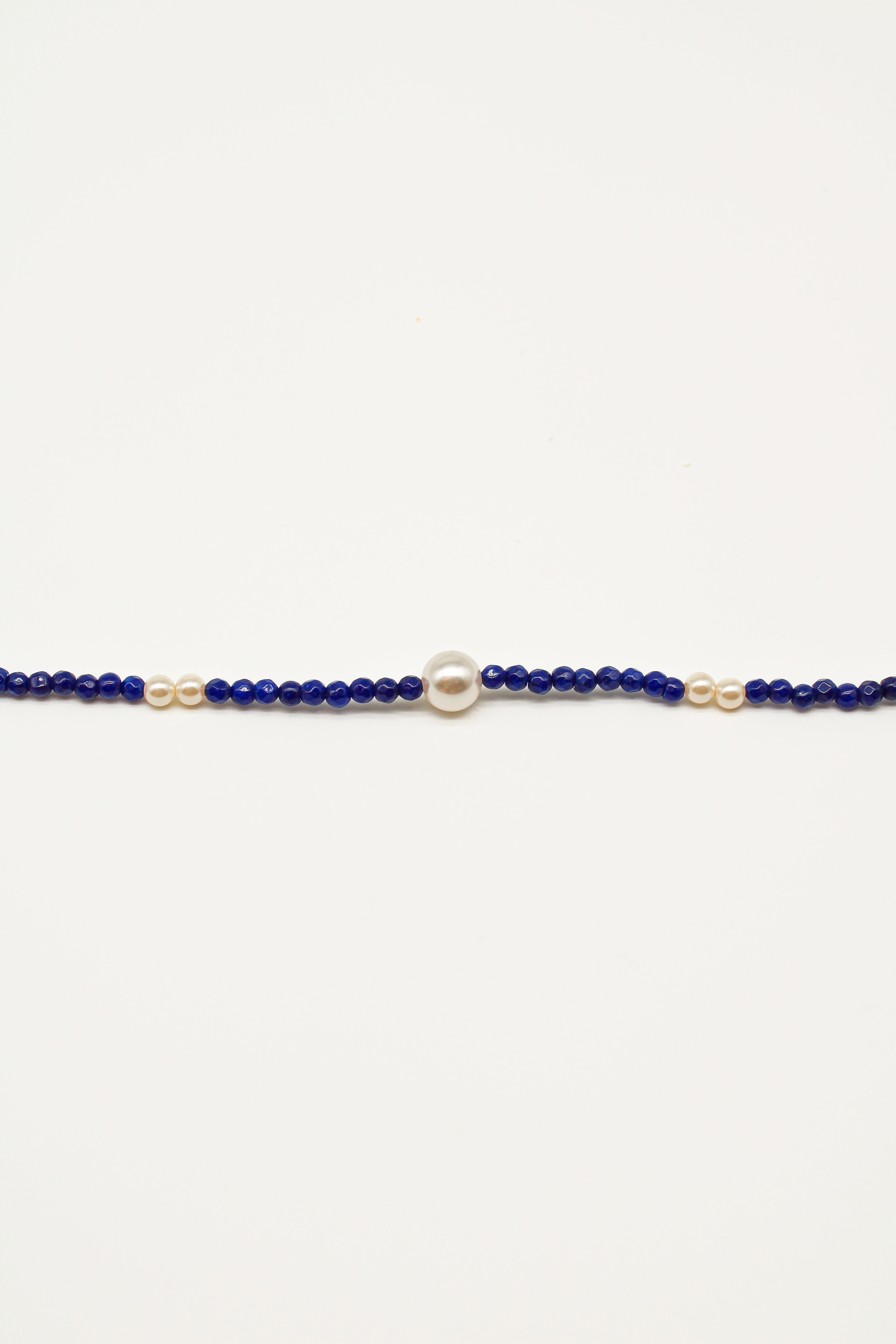 Turquoise and Pearl Necklace - Navy