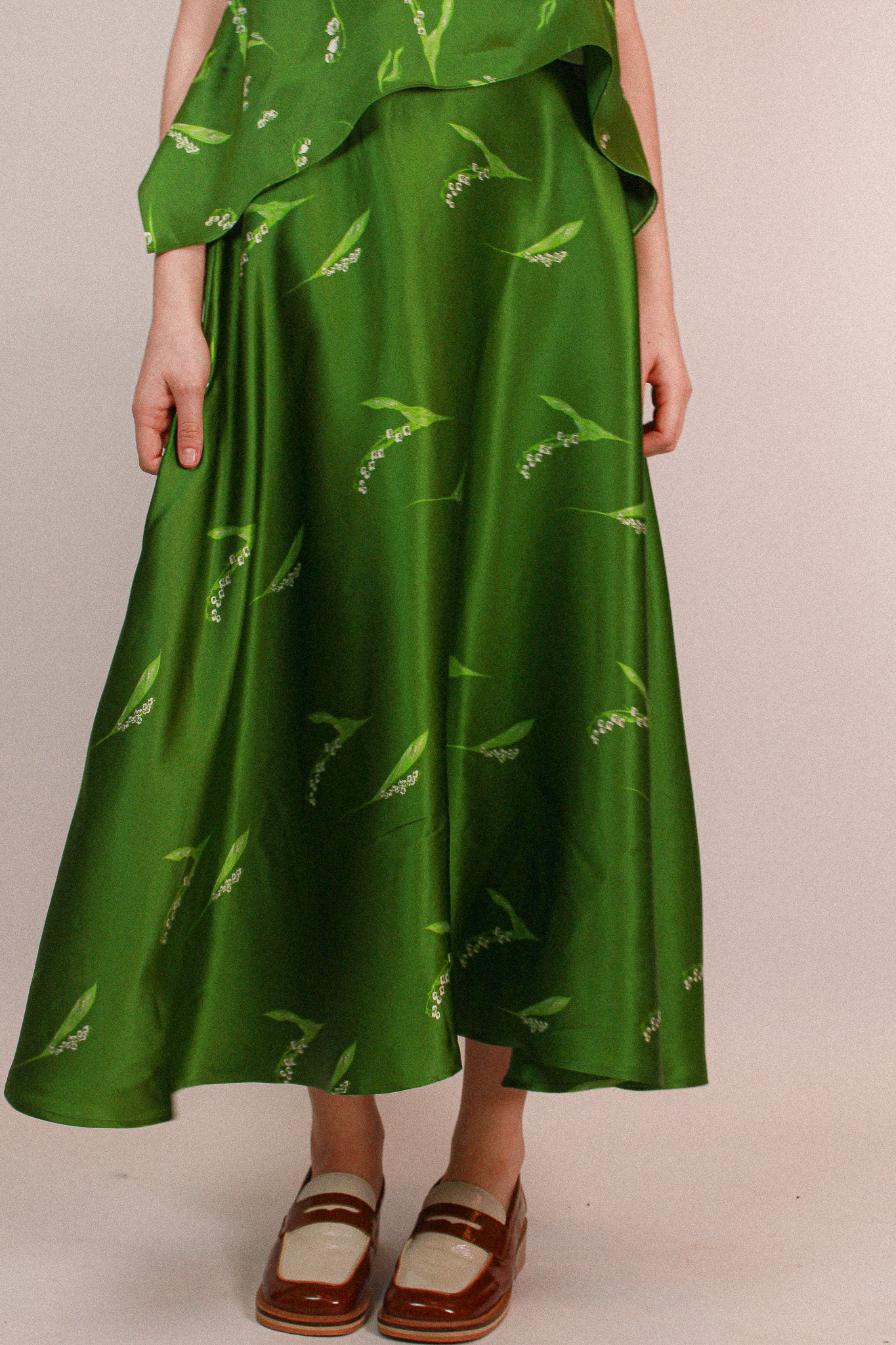 Lily of the valley Silk Skirt Green