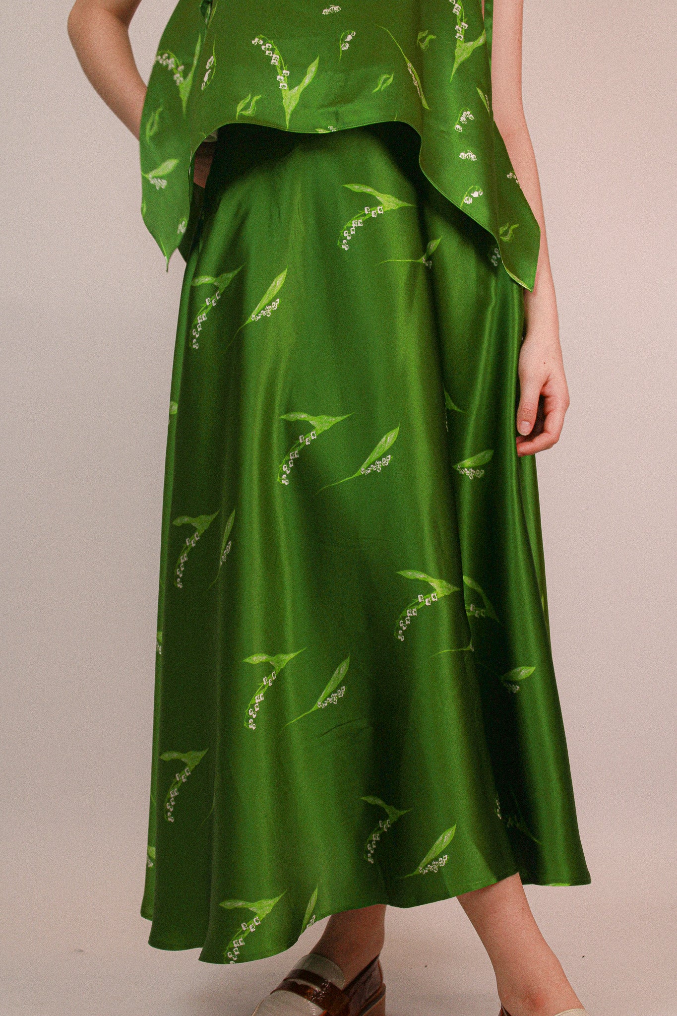 Lily of the valley Silk Skirt Green