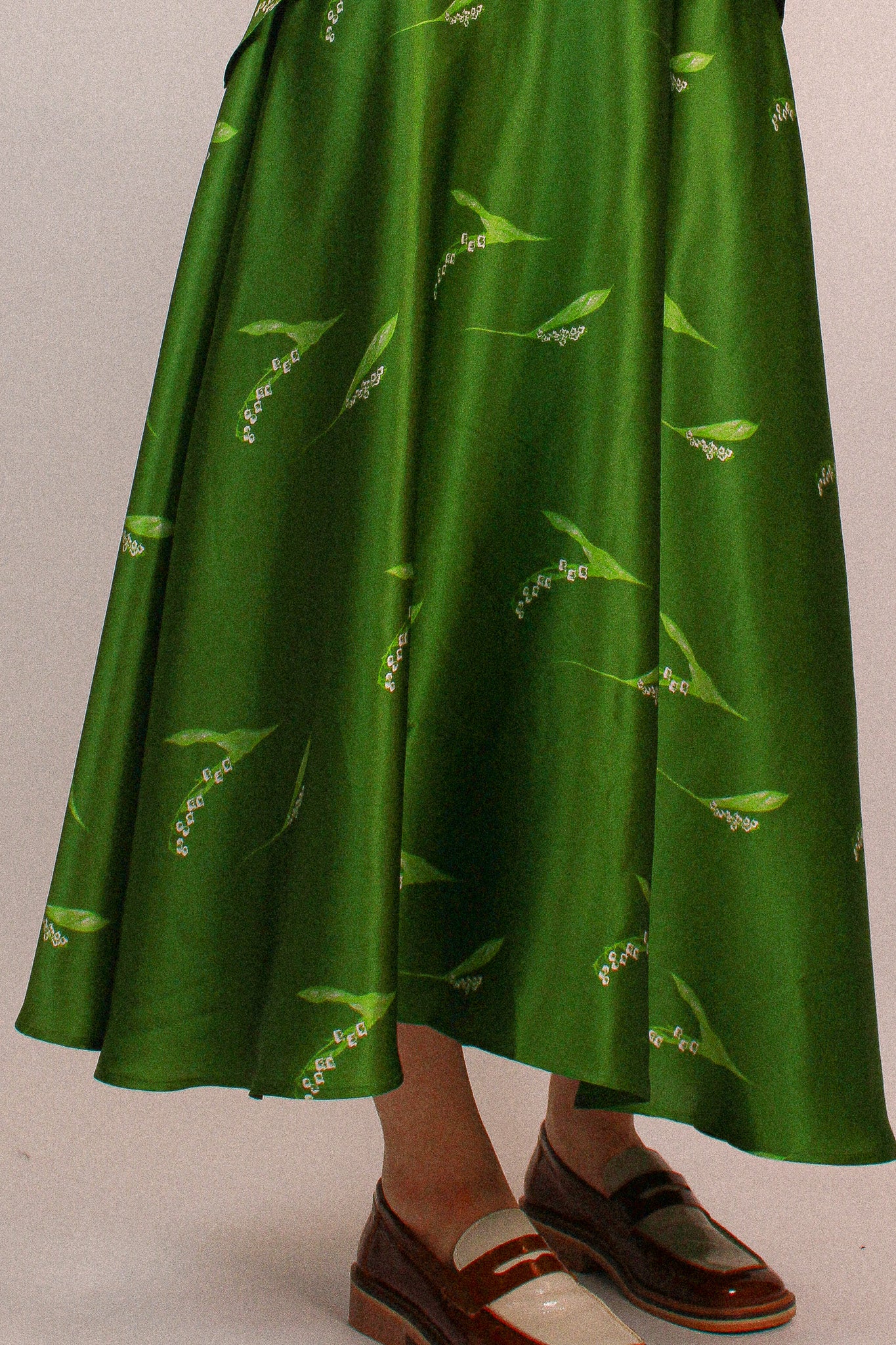Lily of the valley Silk Skirt Green
