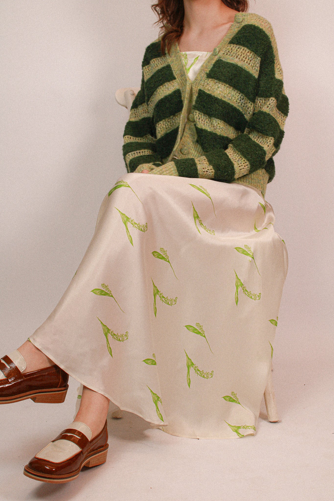 Lily of the valley Silk Skirt White