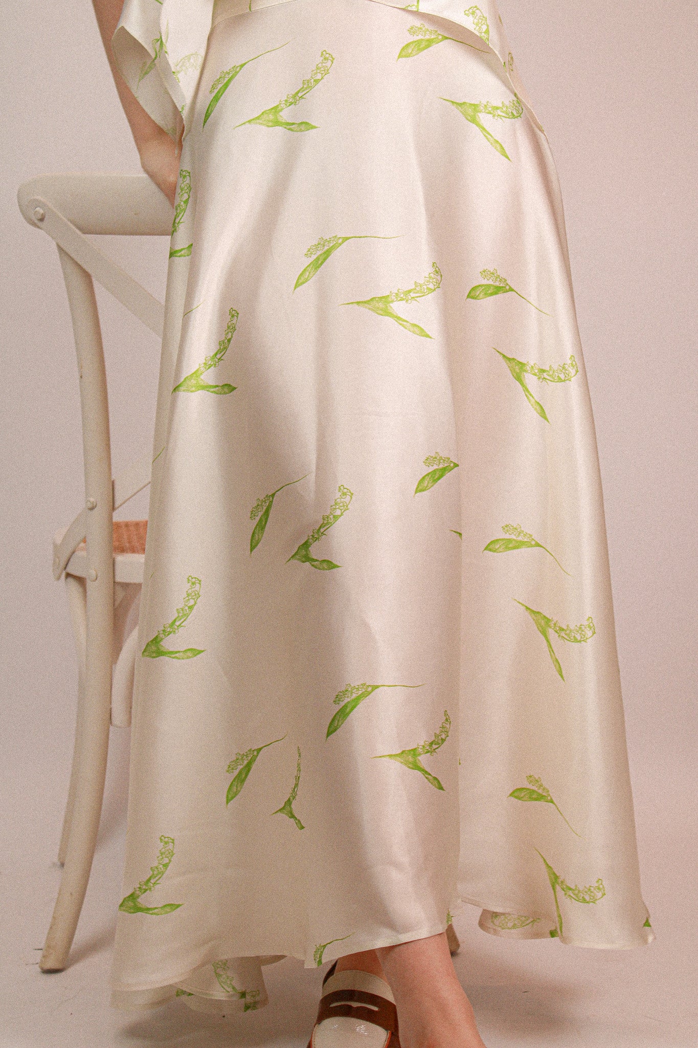Lily of the valley Silk Skirt White