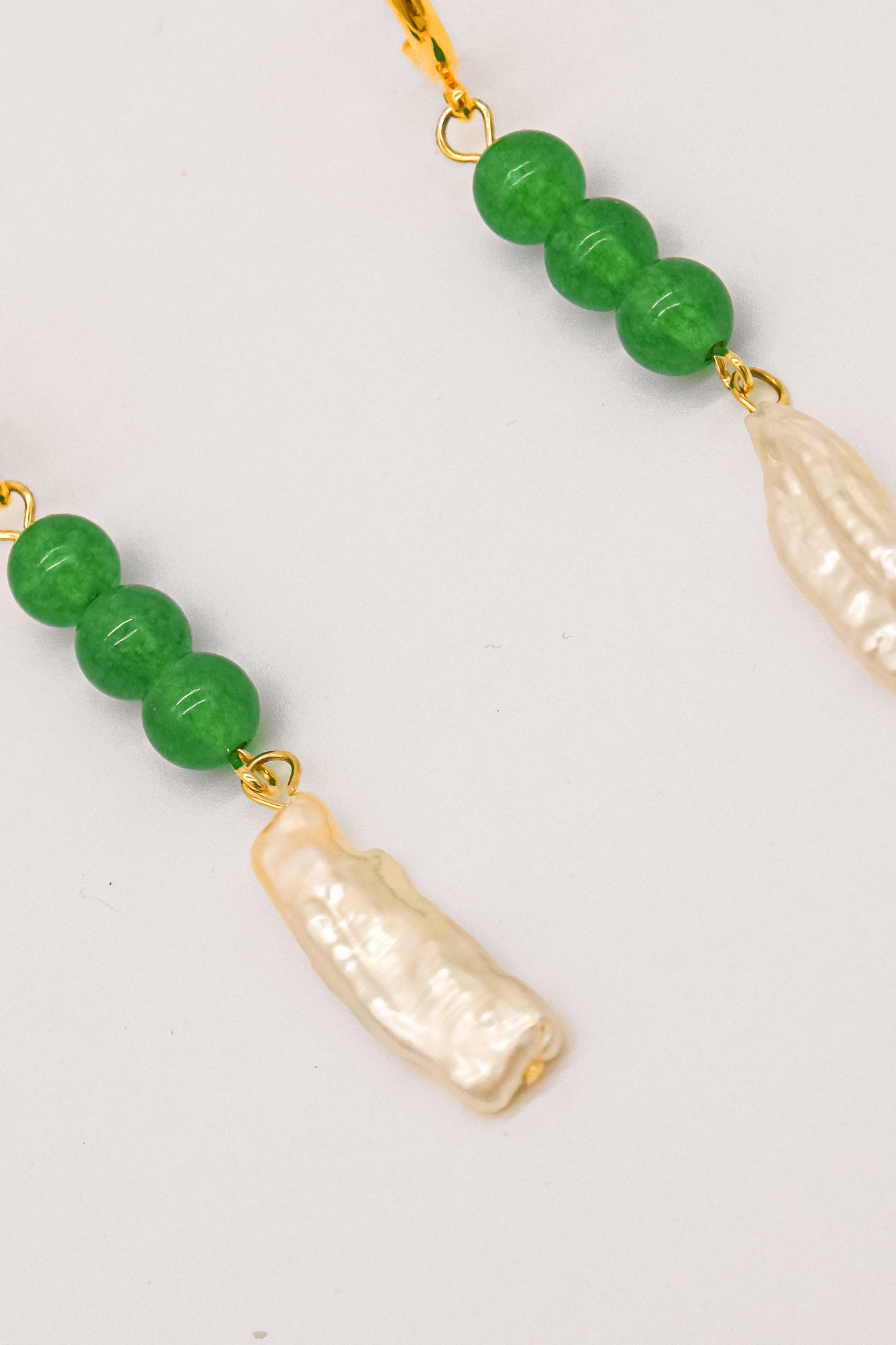 Alex Pearl with Green stone Earrings