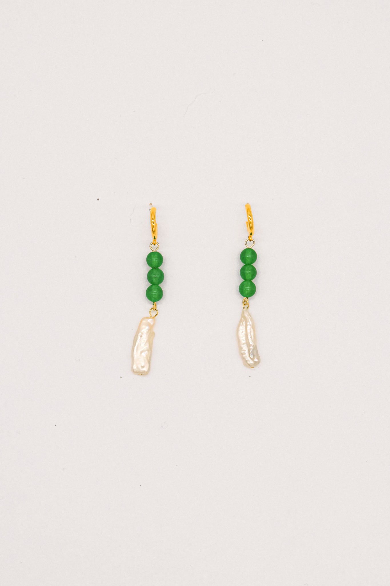 Alex Pearl with Green stone Earrings