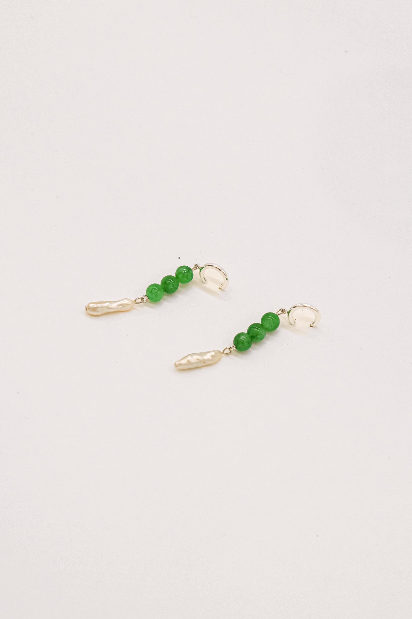 Alex Pearl with Green stone Earrings
