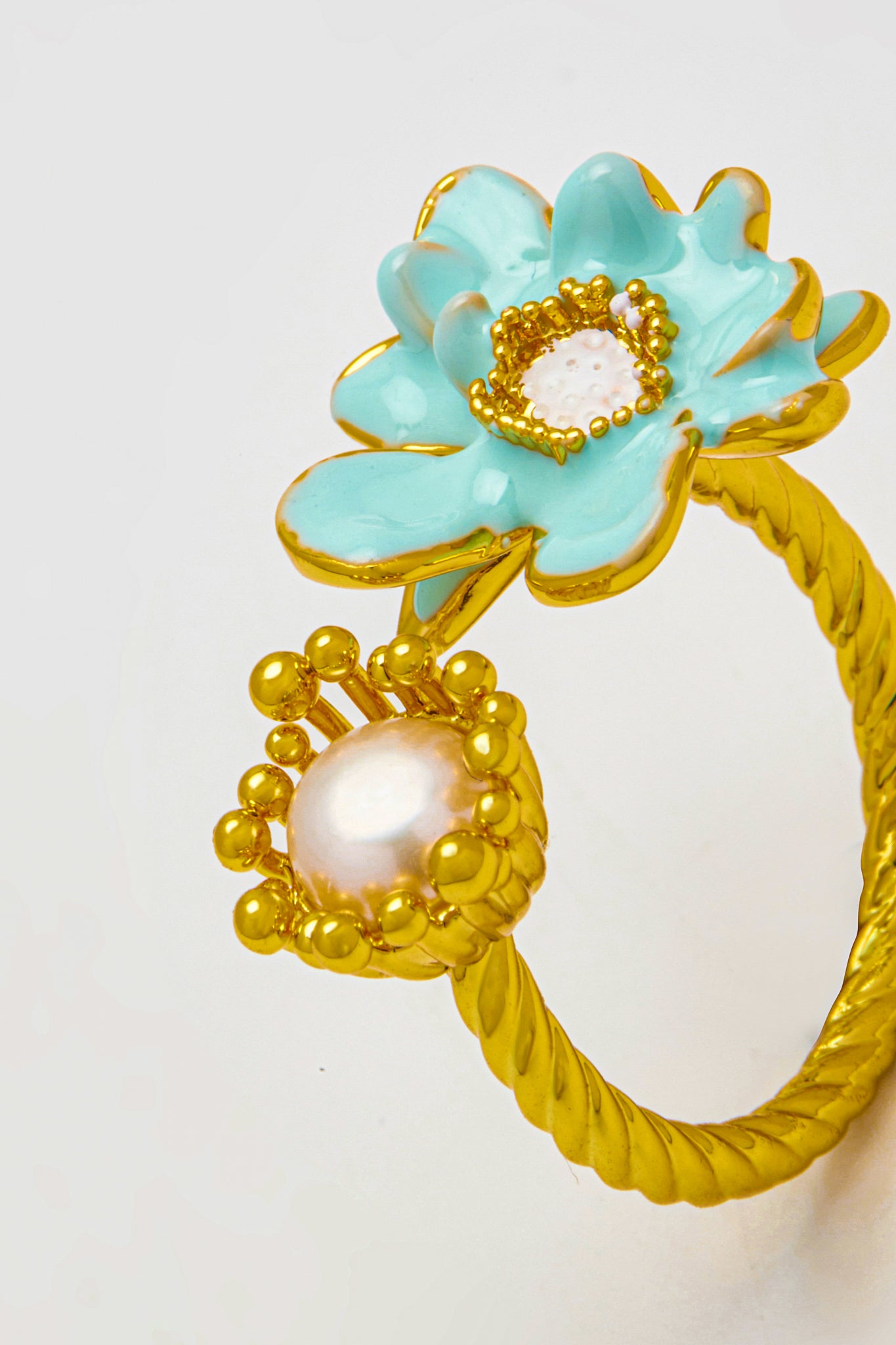 Sarah Blue Flower Gold Ring