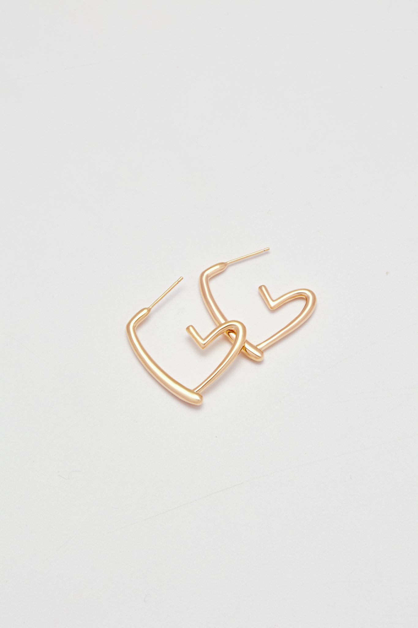 Sterling-Rose Gold Half Hearts Hoop Earrings