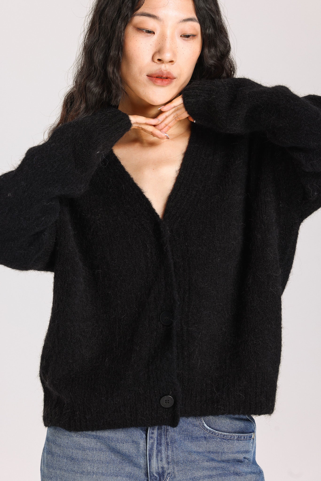 Lara Alpaca wool Knit Cardigan - Black