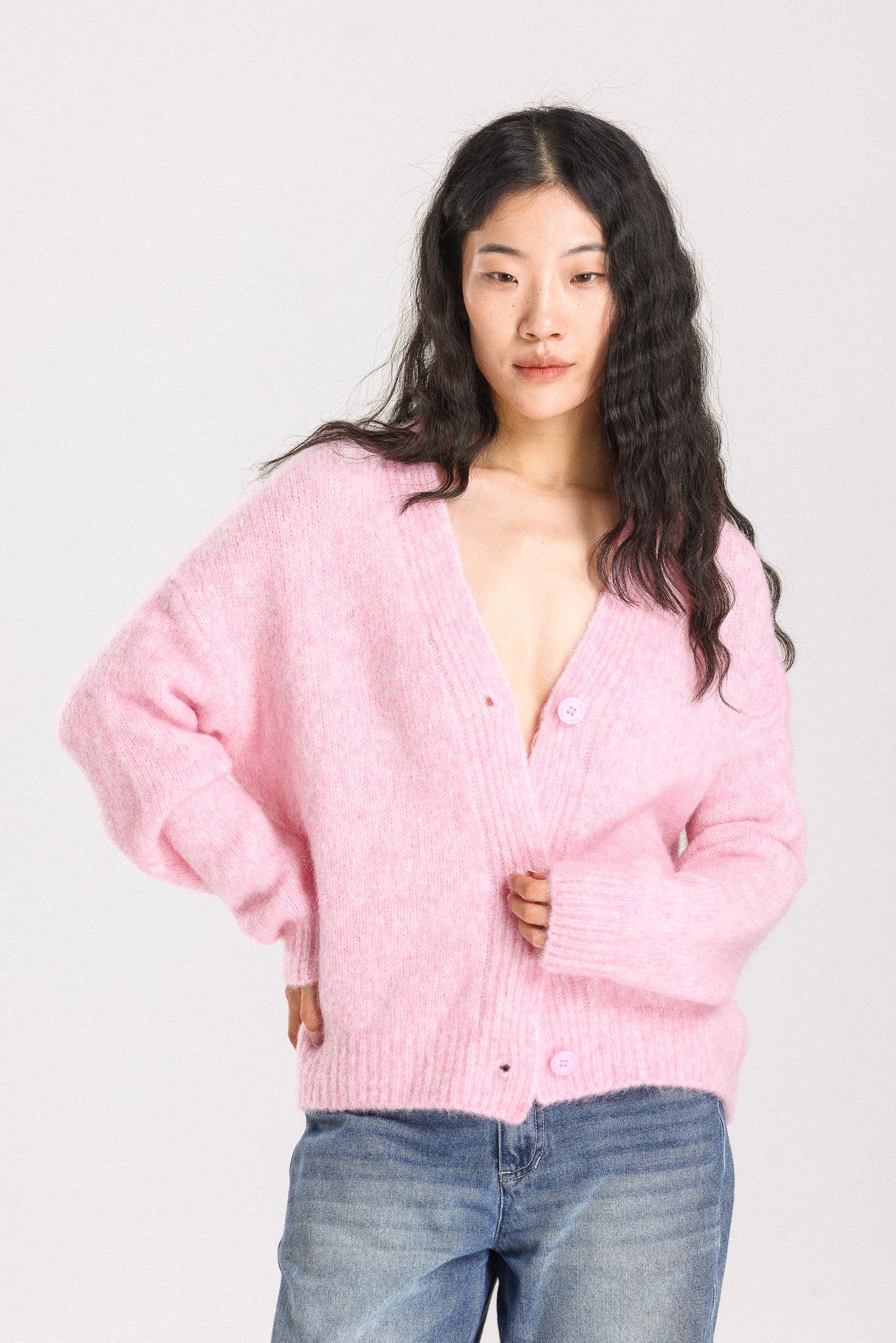 Lara Alpaca wool Knit Cardigan - Pink