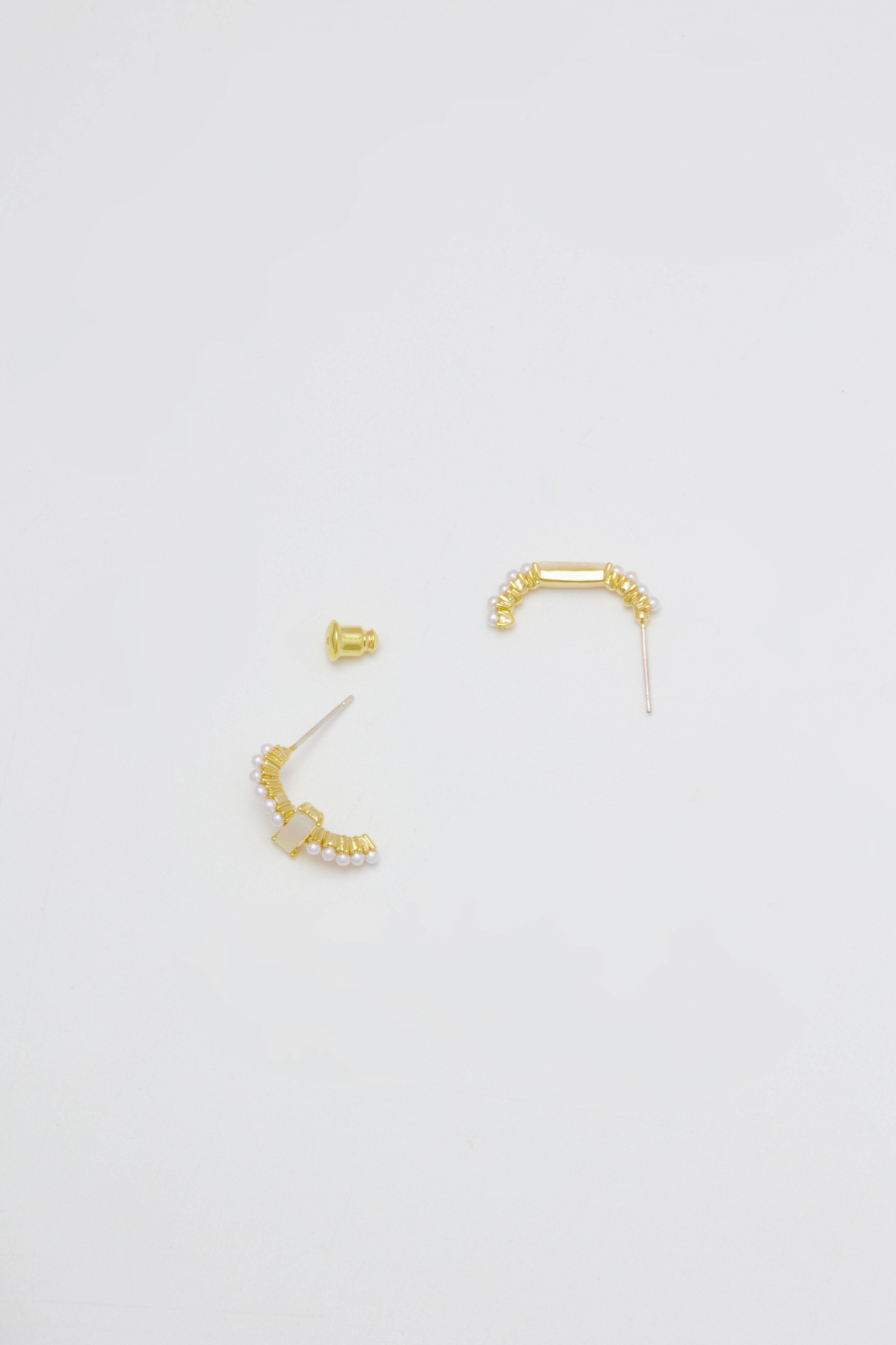 Asymmetric Mother of Pearl Stud Earrings