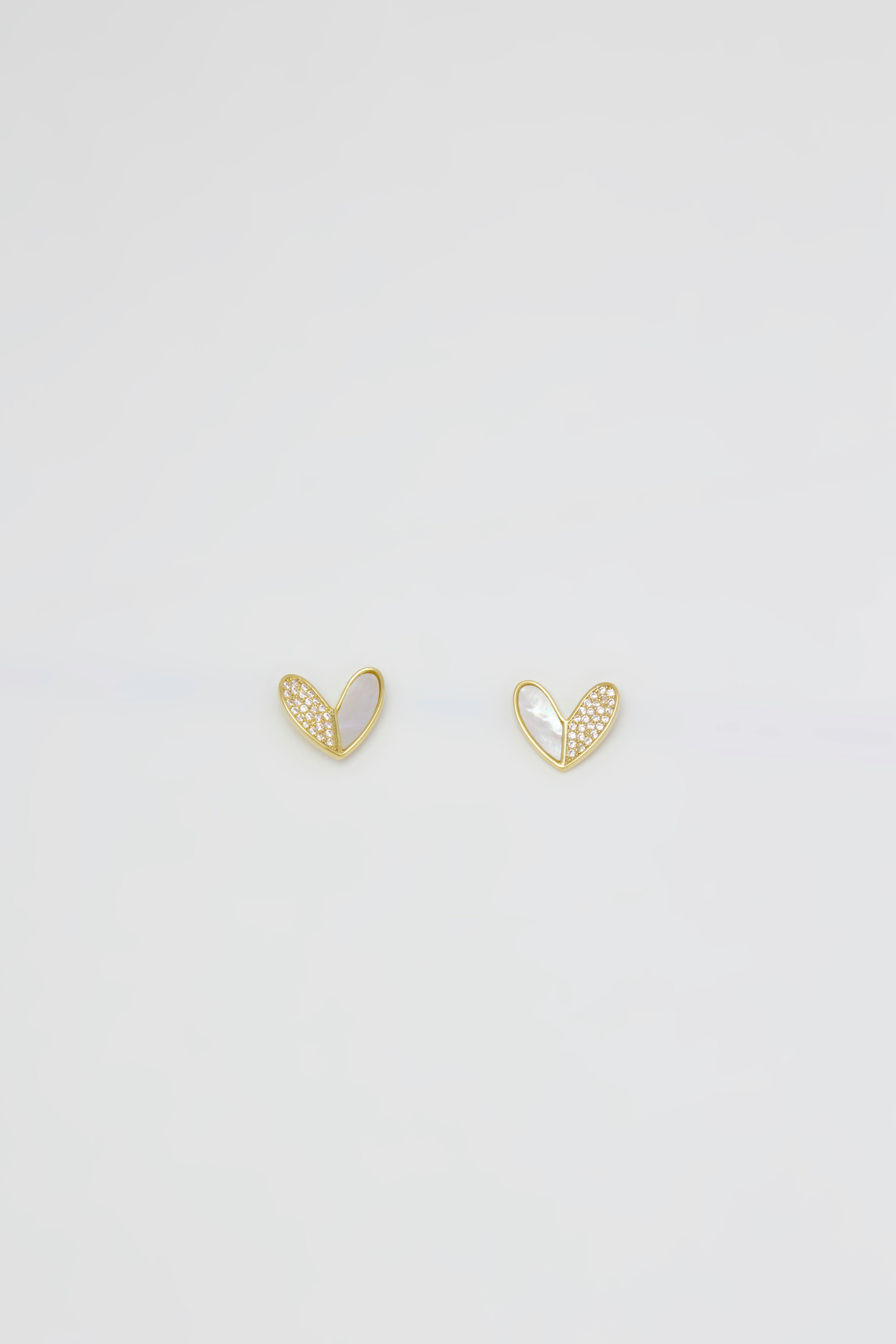 Mother Of Pearl Heart Stud Earrings