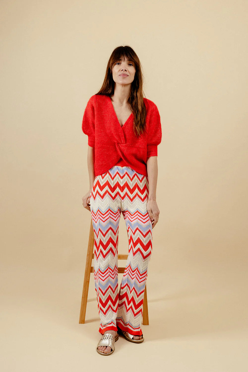 Summer Wave Set Trousers  - Red