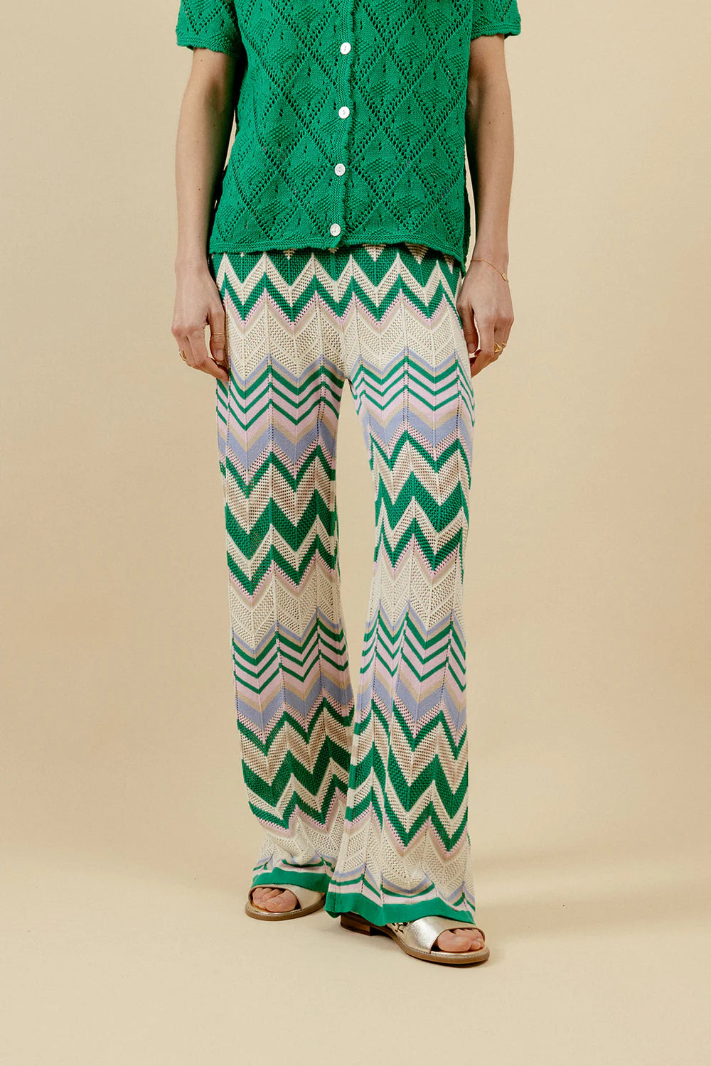 Summer Wave Set Trousers  - Green