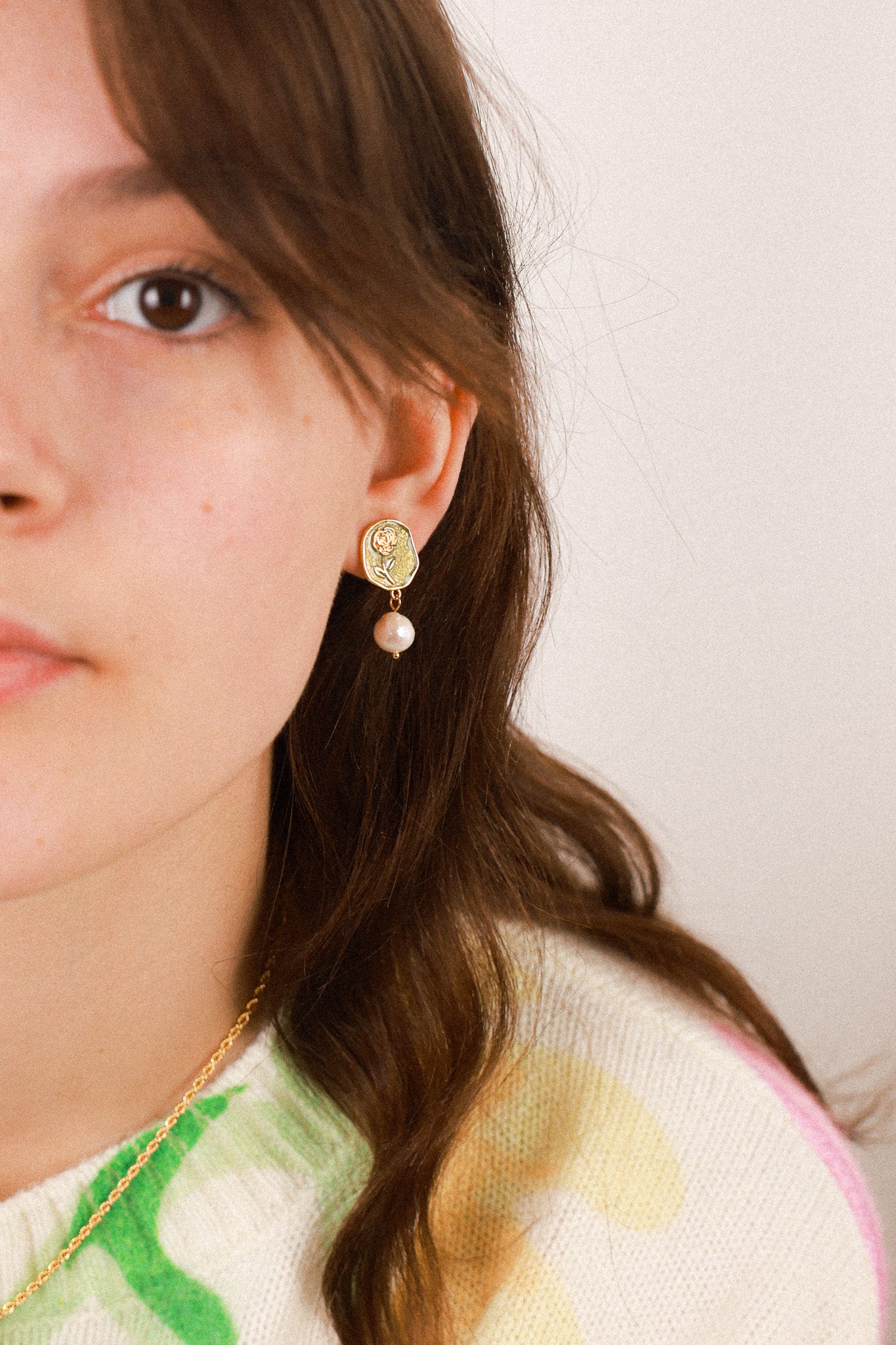 Rose Pearl Drop Earrings