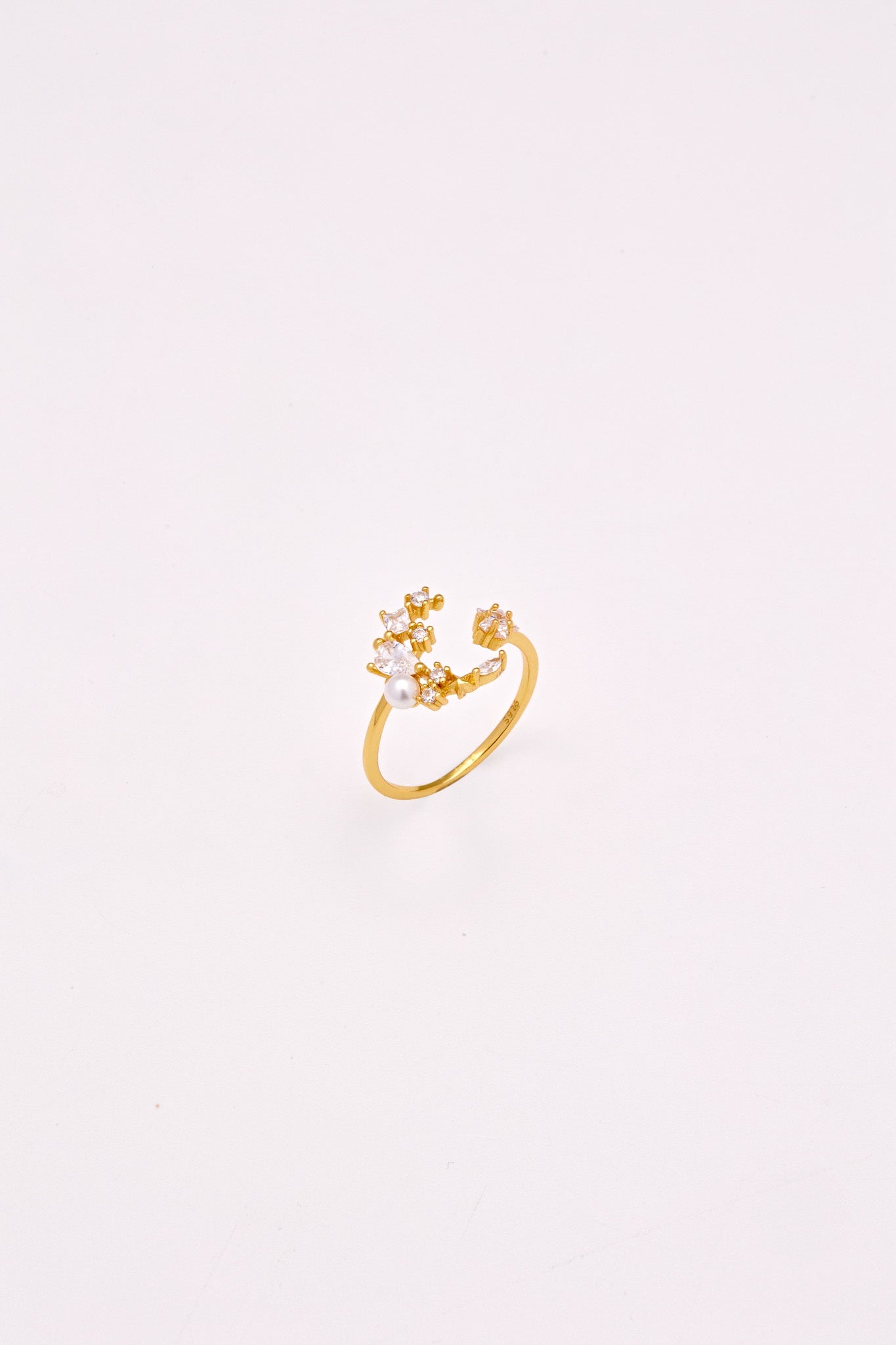 Sterling-Crystal Moon Ring