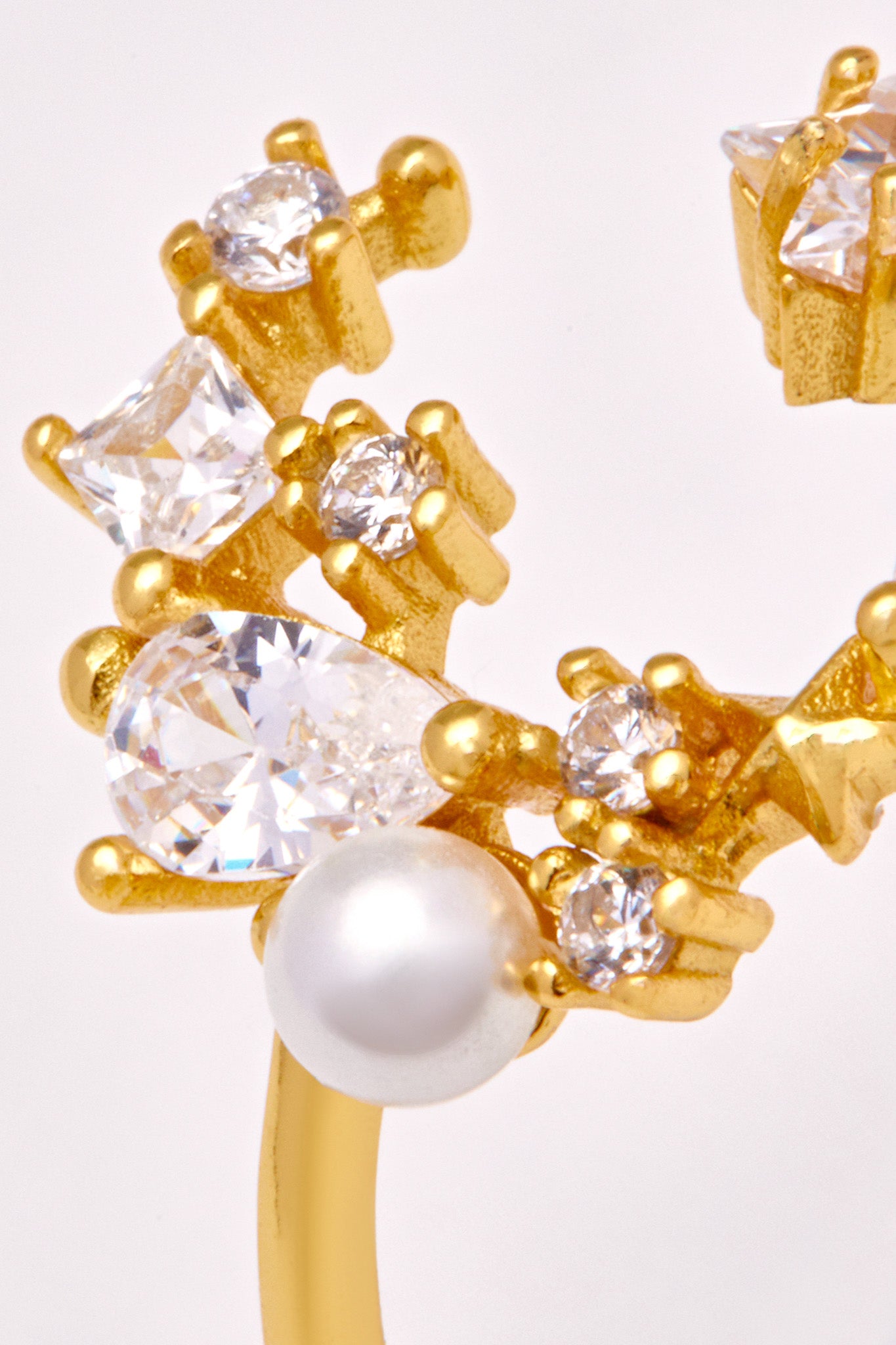 Sterling-Crystal Moon Ring