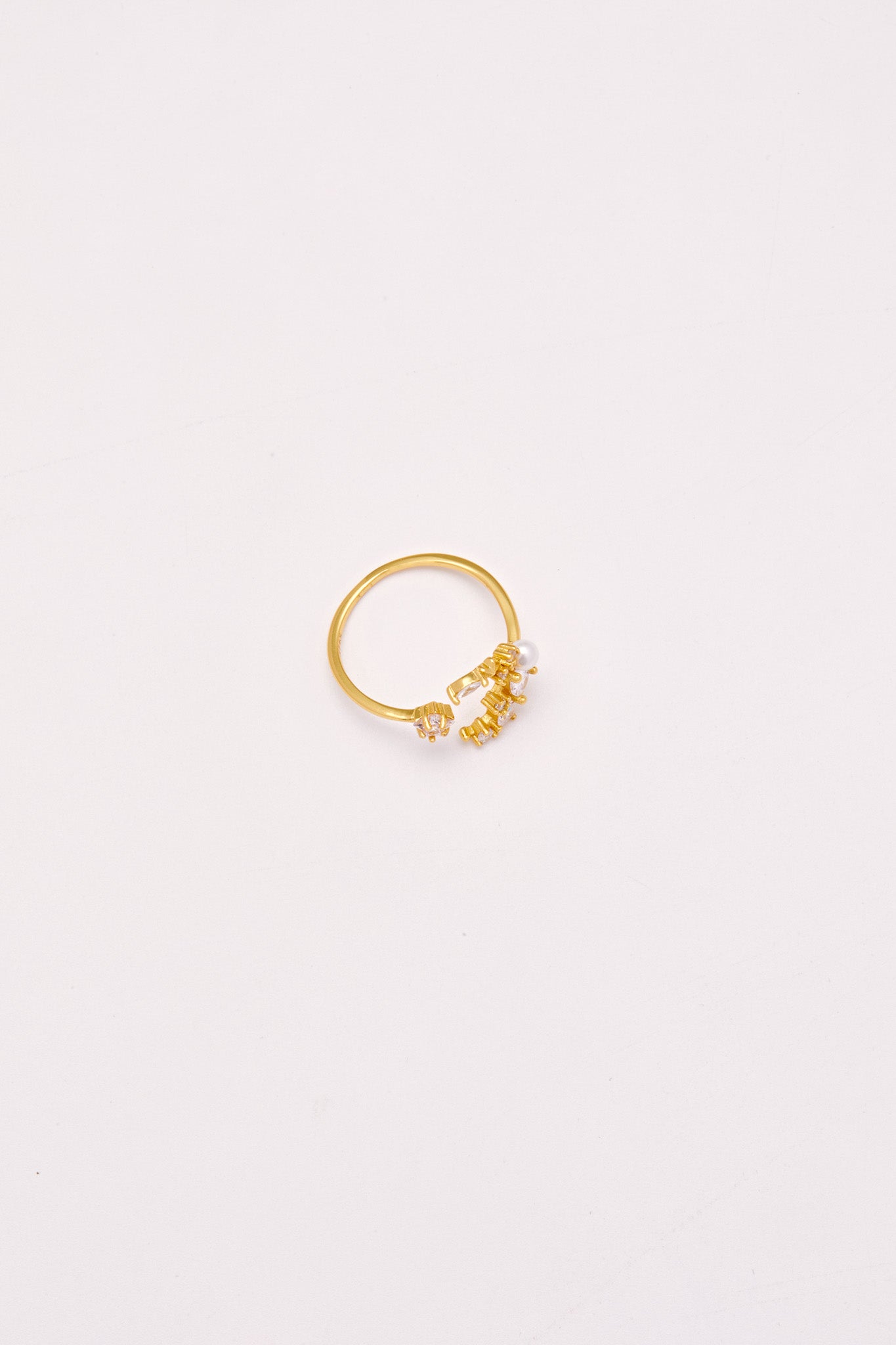 Sterling-Crystal Moon Ring