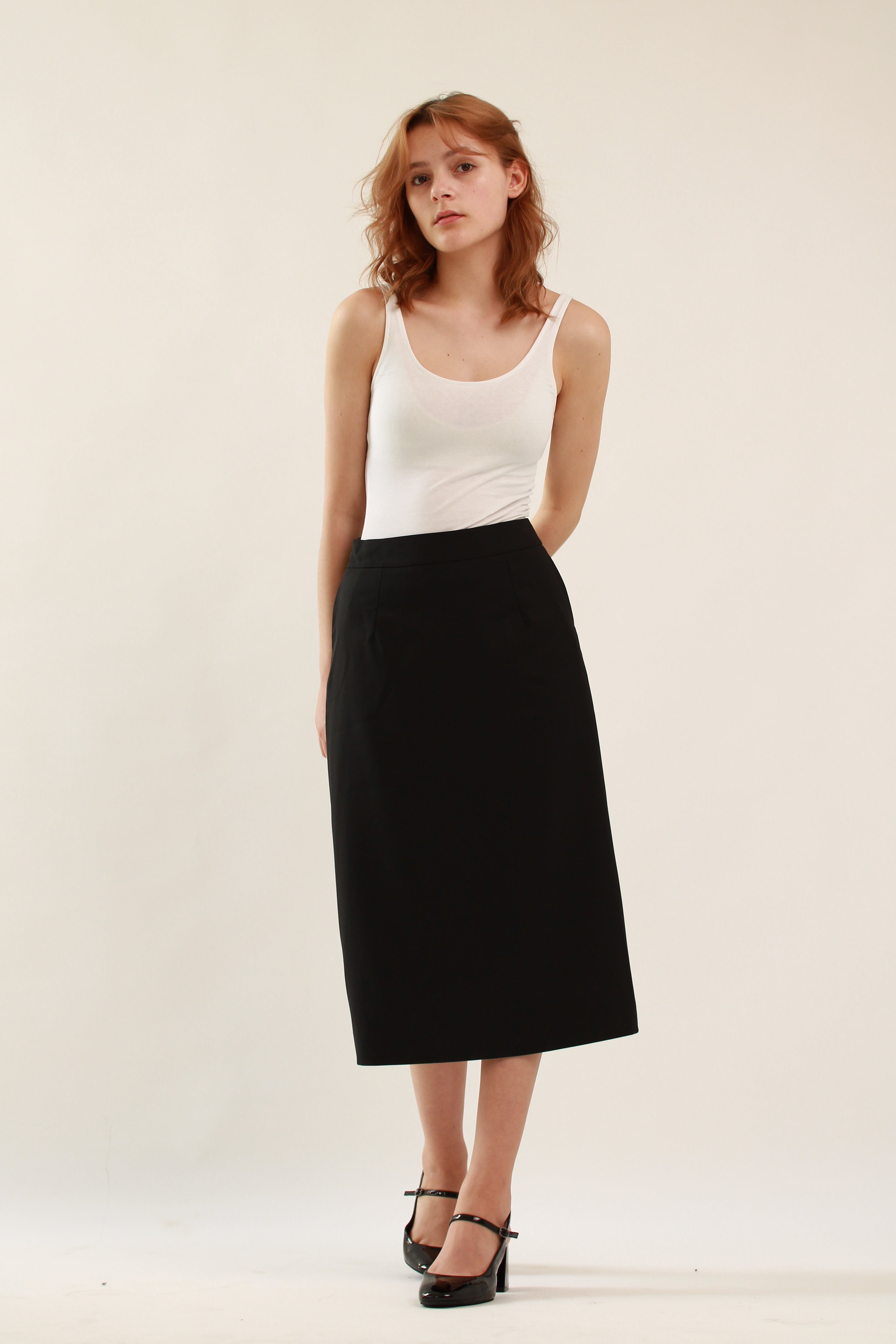 Ahkeke Black A Line Cotton Skirt