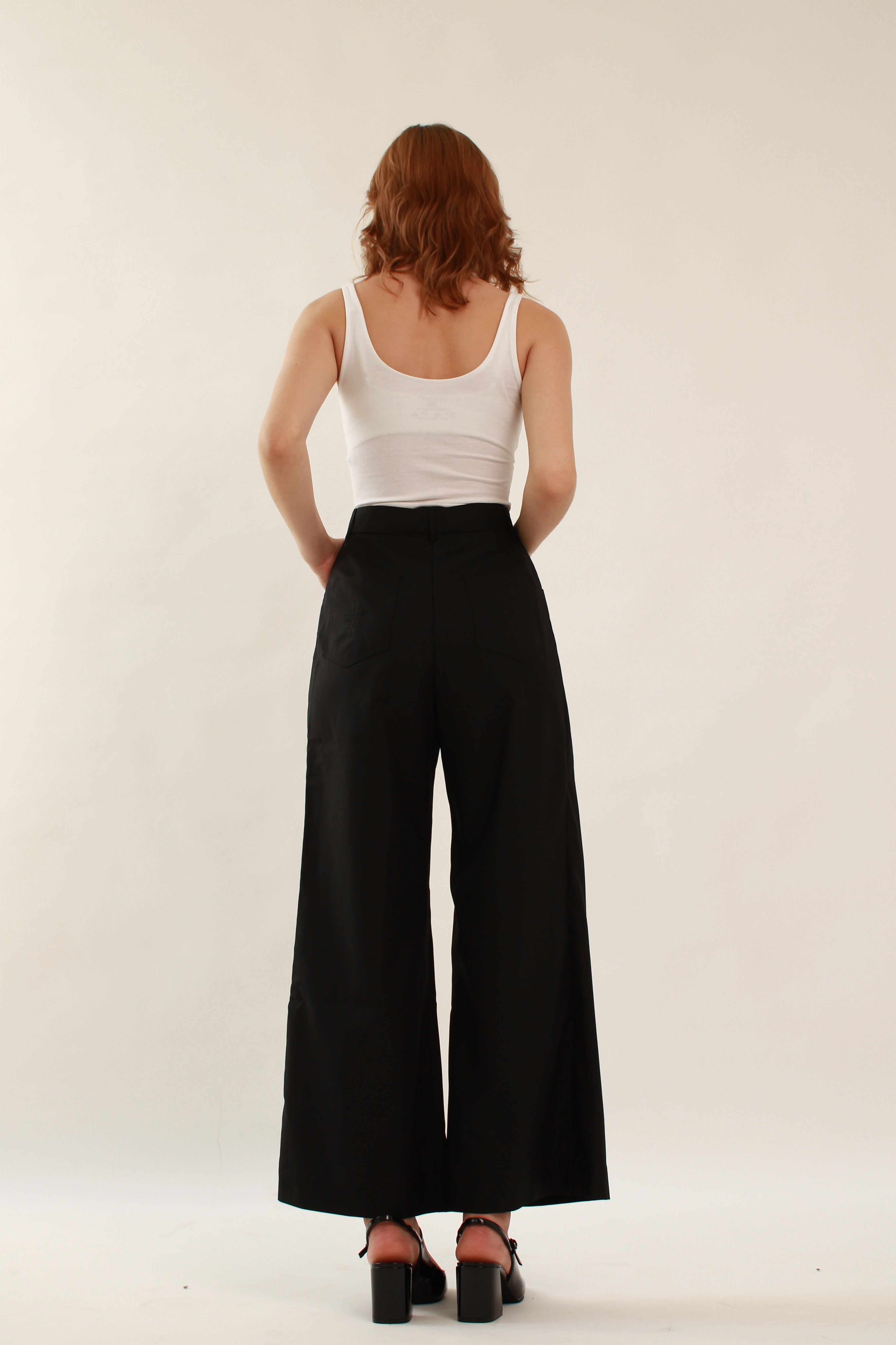 Ahkeke  Full Length Flare Black Trousers