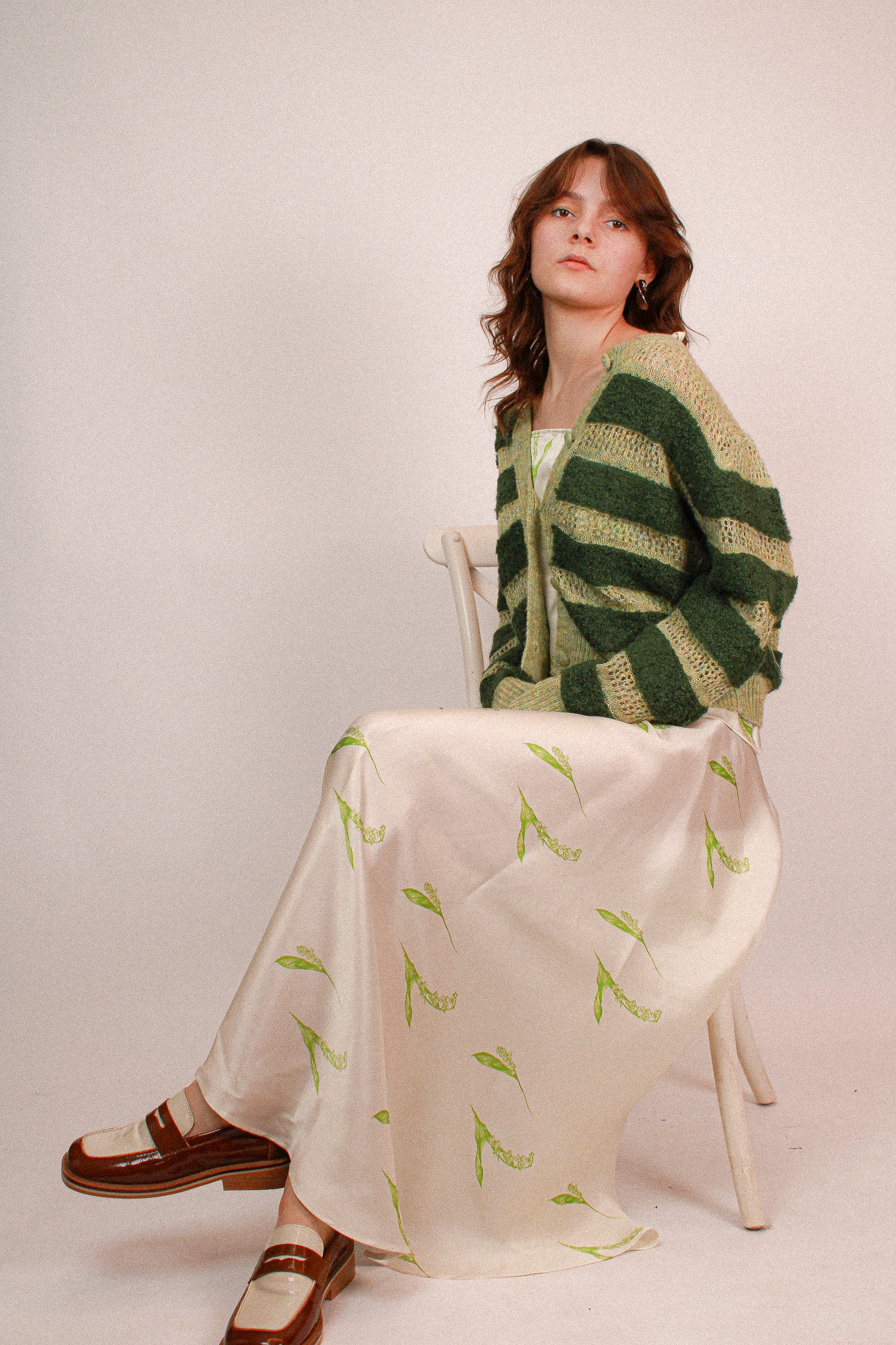 Lily of the valley Silk Skirt White