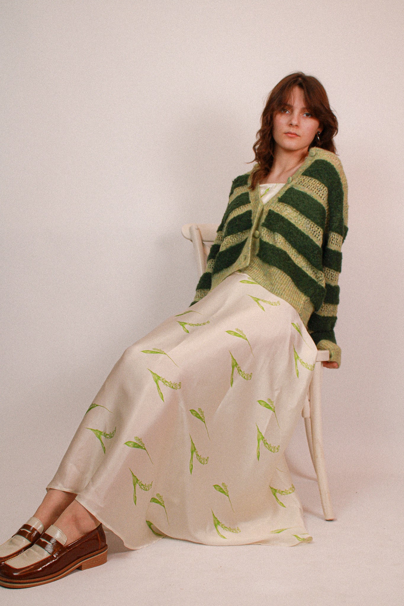 Lily of the valley Silk Skirt White