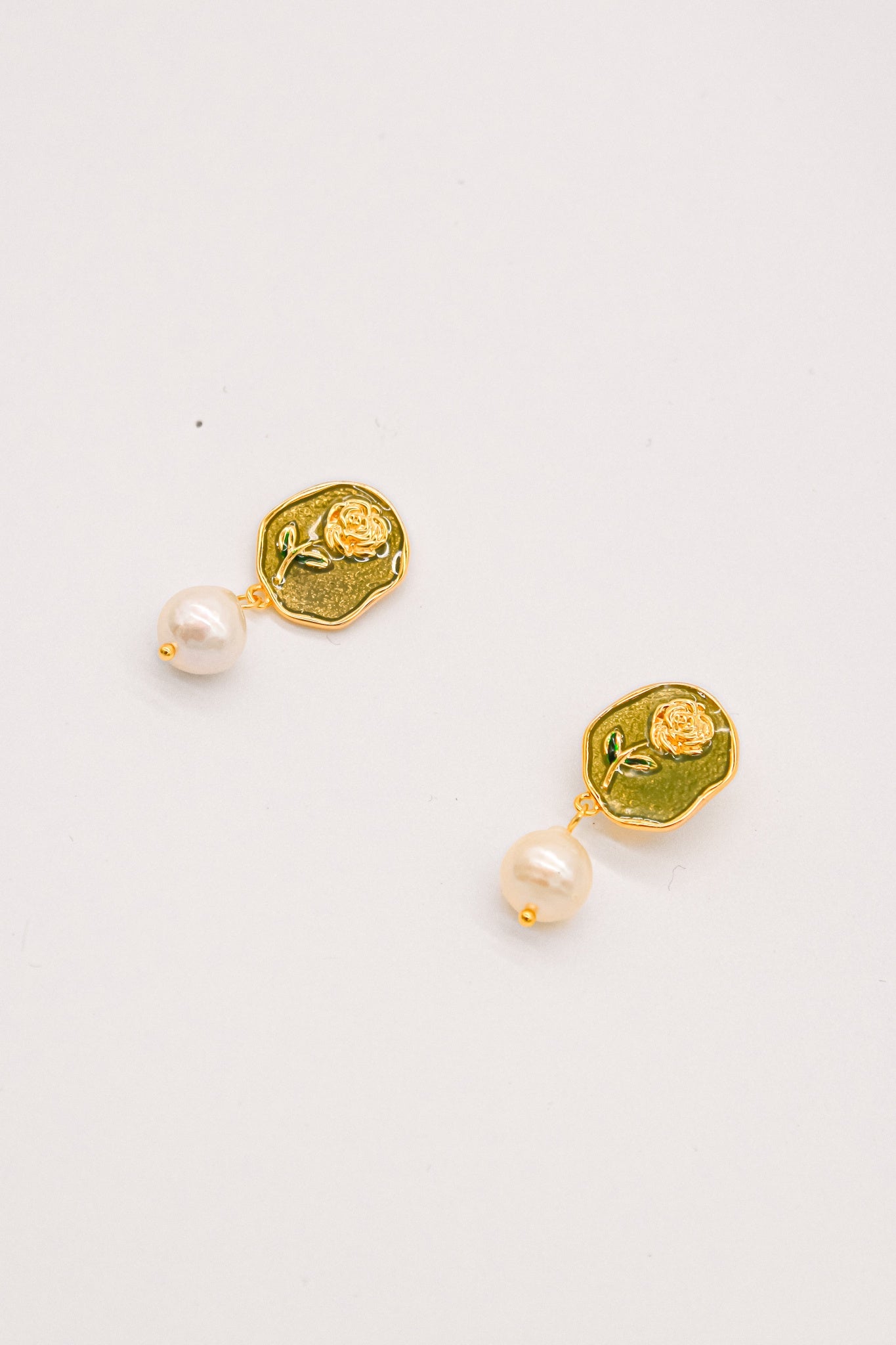Rose Pearl Drop Earrings
